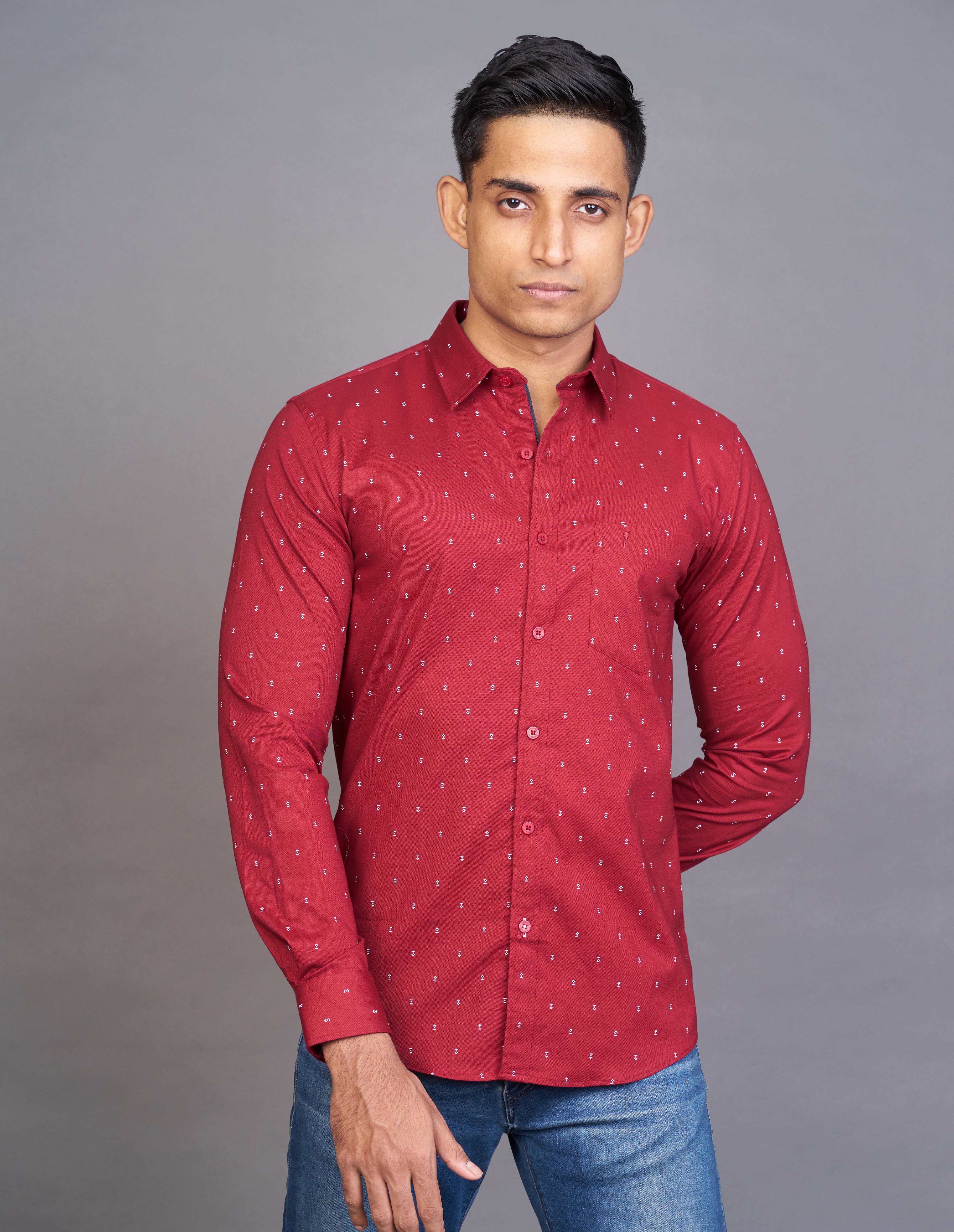Emerald Fashion Printed Slim Fit - Biking Red