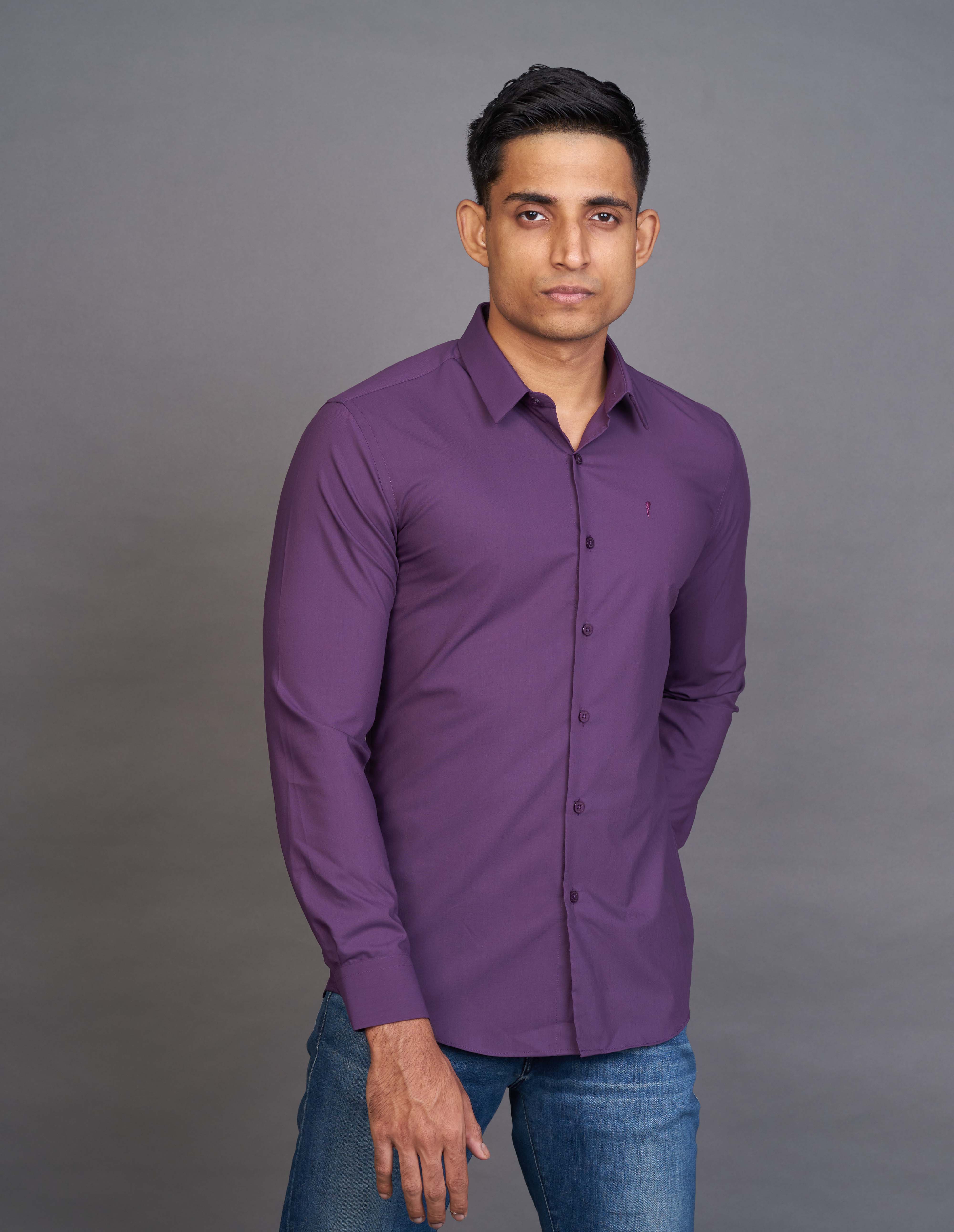 Emerald Fashion Plain Slim Fit - Plum
