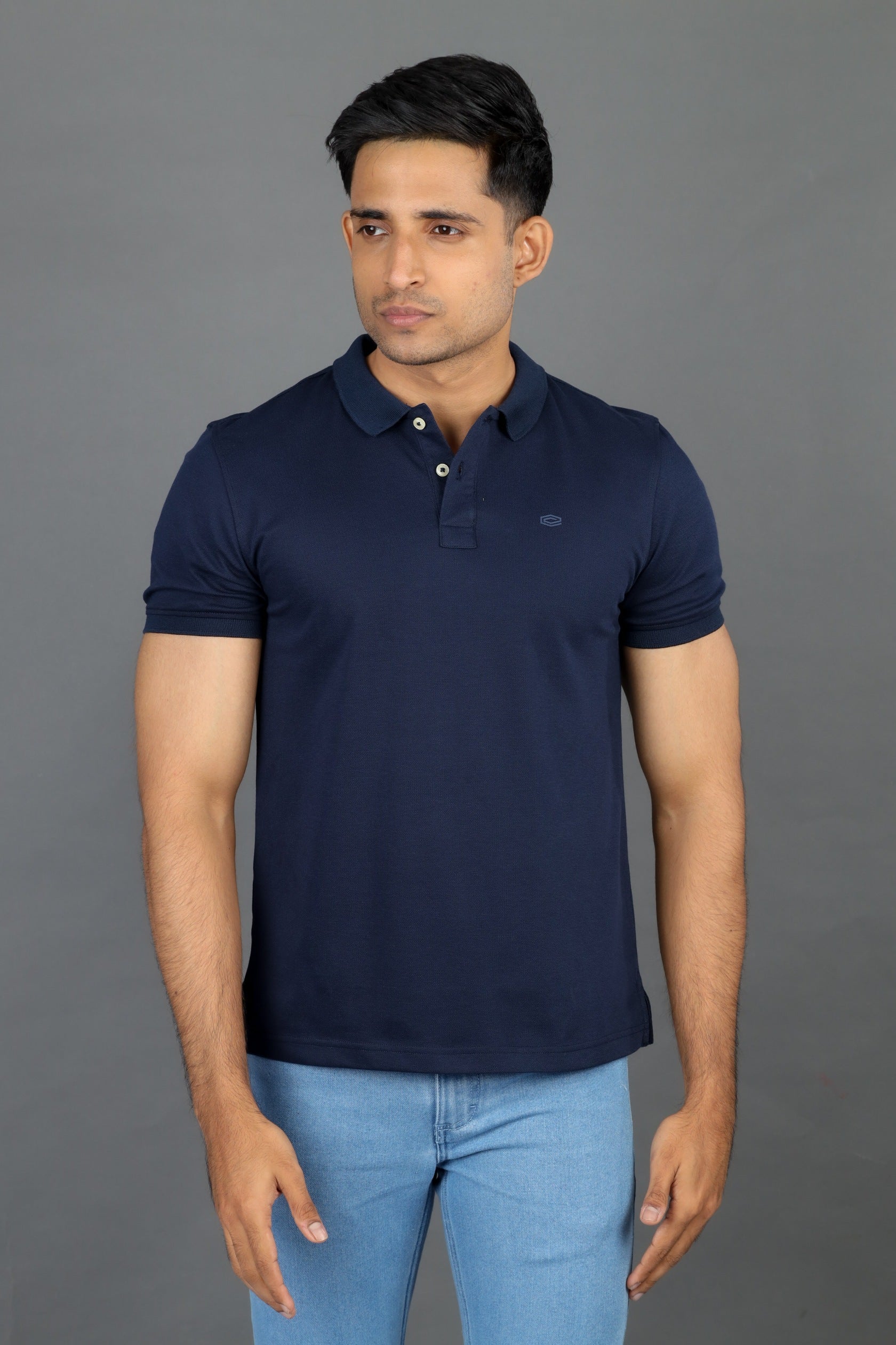 Polo Pique Solid Slim Fit-Blue Depths