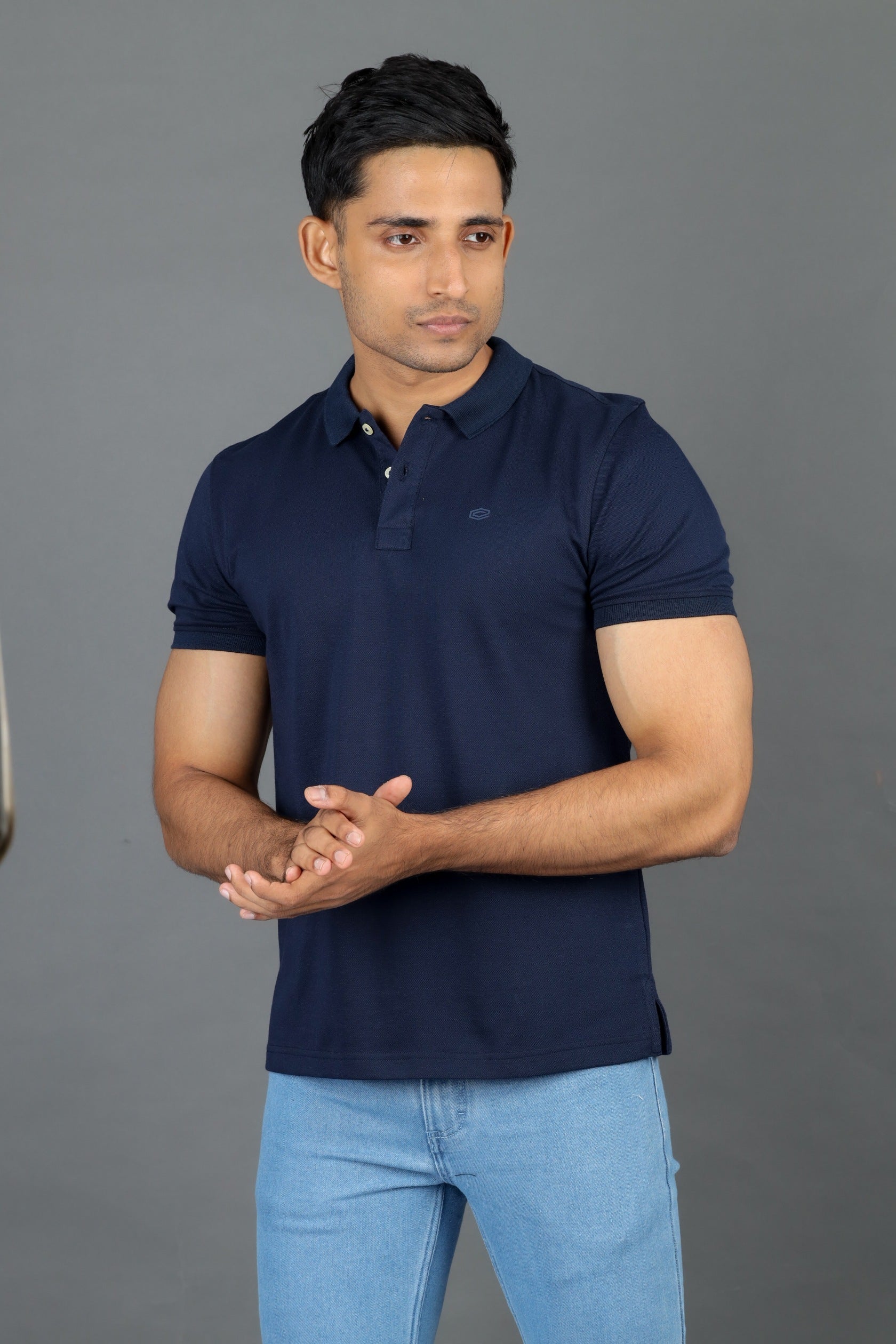 Polo Pique Solid Slim Fit-Blue Depths