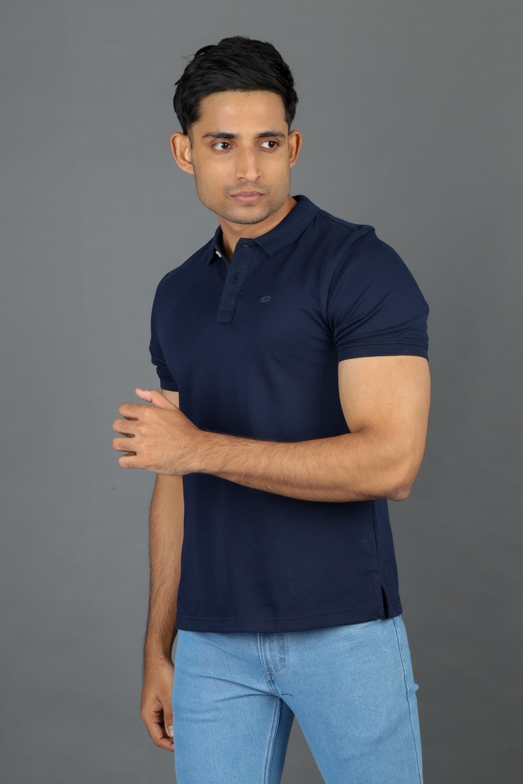 Polo Pique Solid Slim Fit-Blue Depths