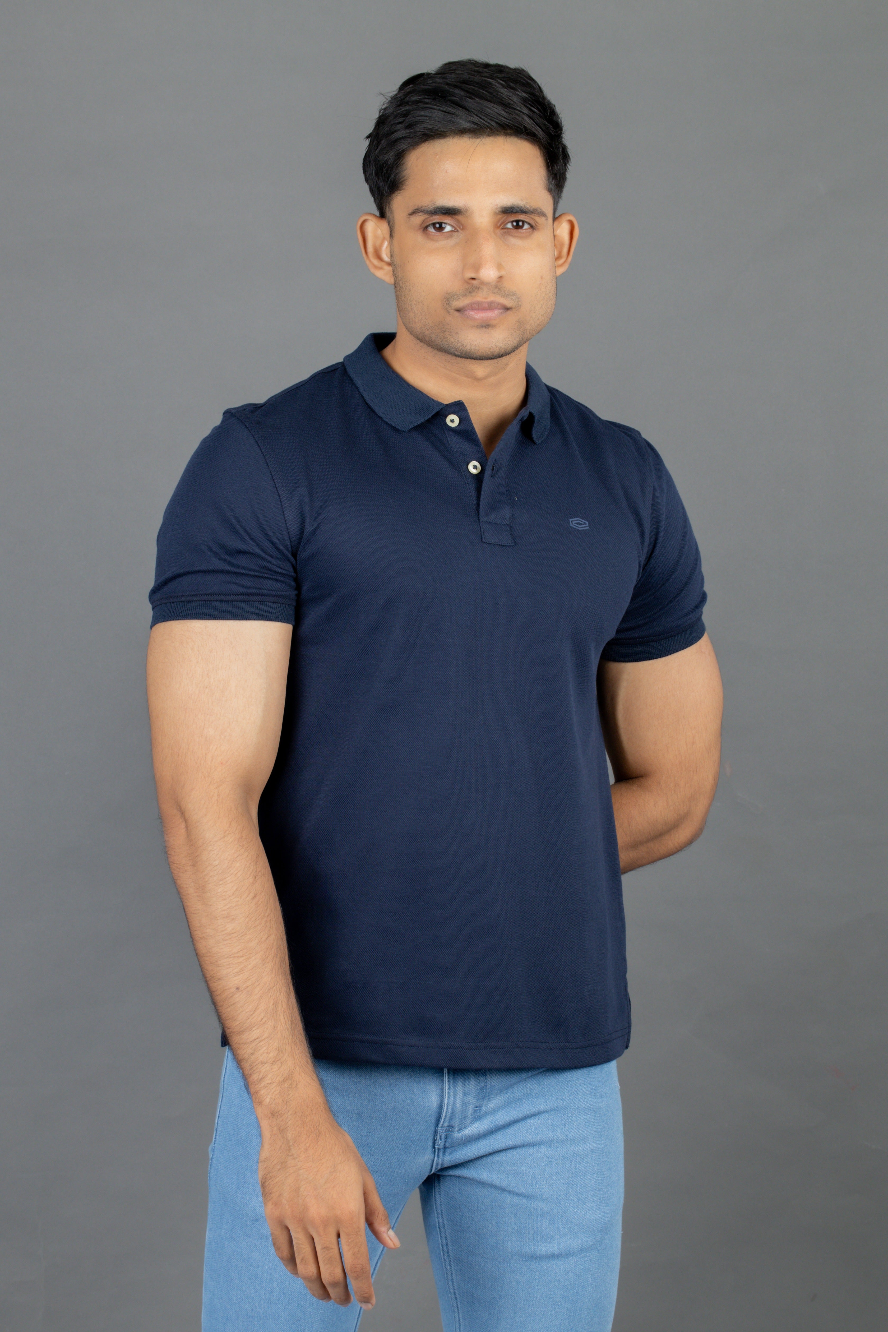 Polo Pique Solid Slim Fit-Blue Depths