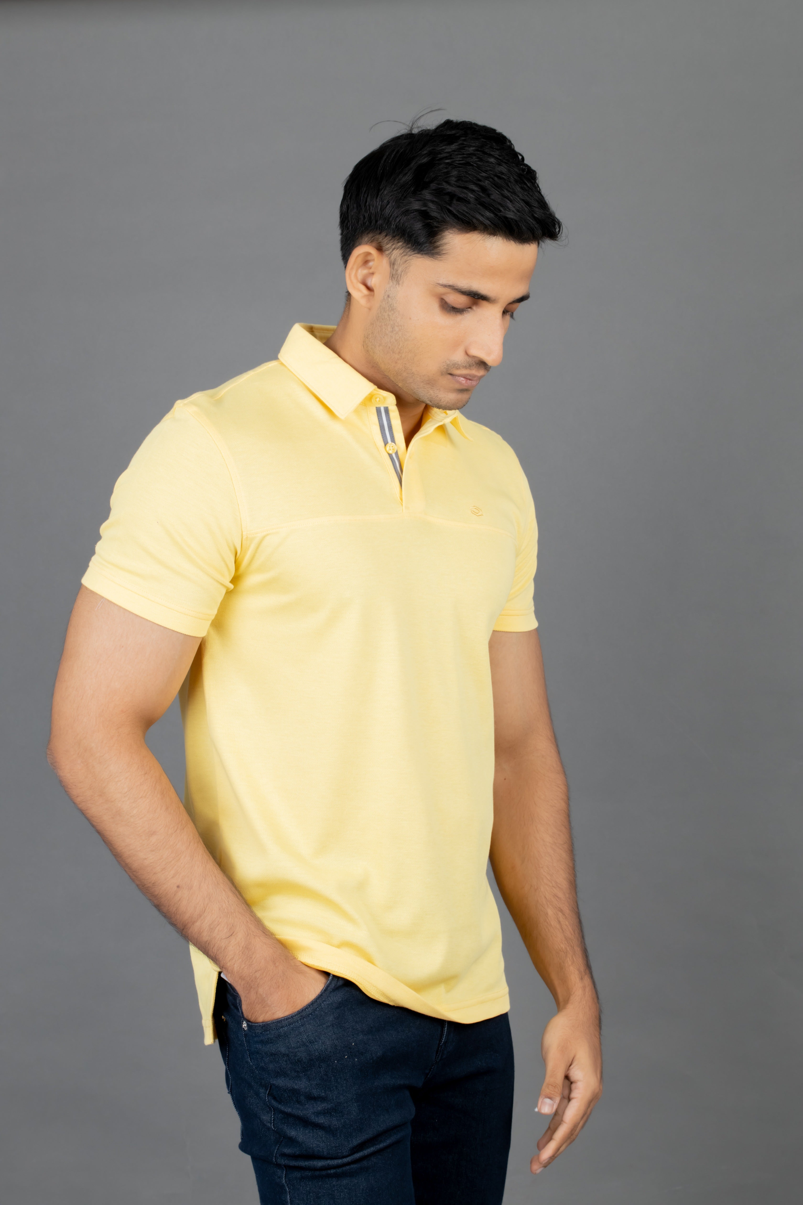 Polo Pique Solid Slim Fit-Lemon