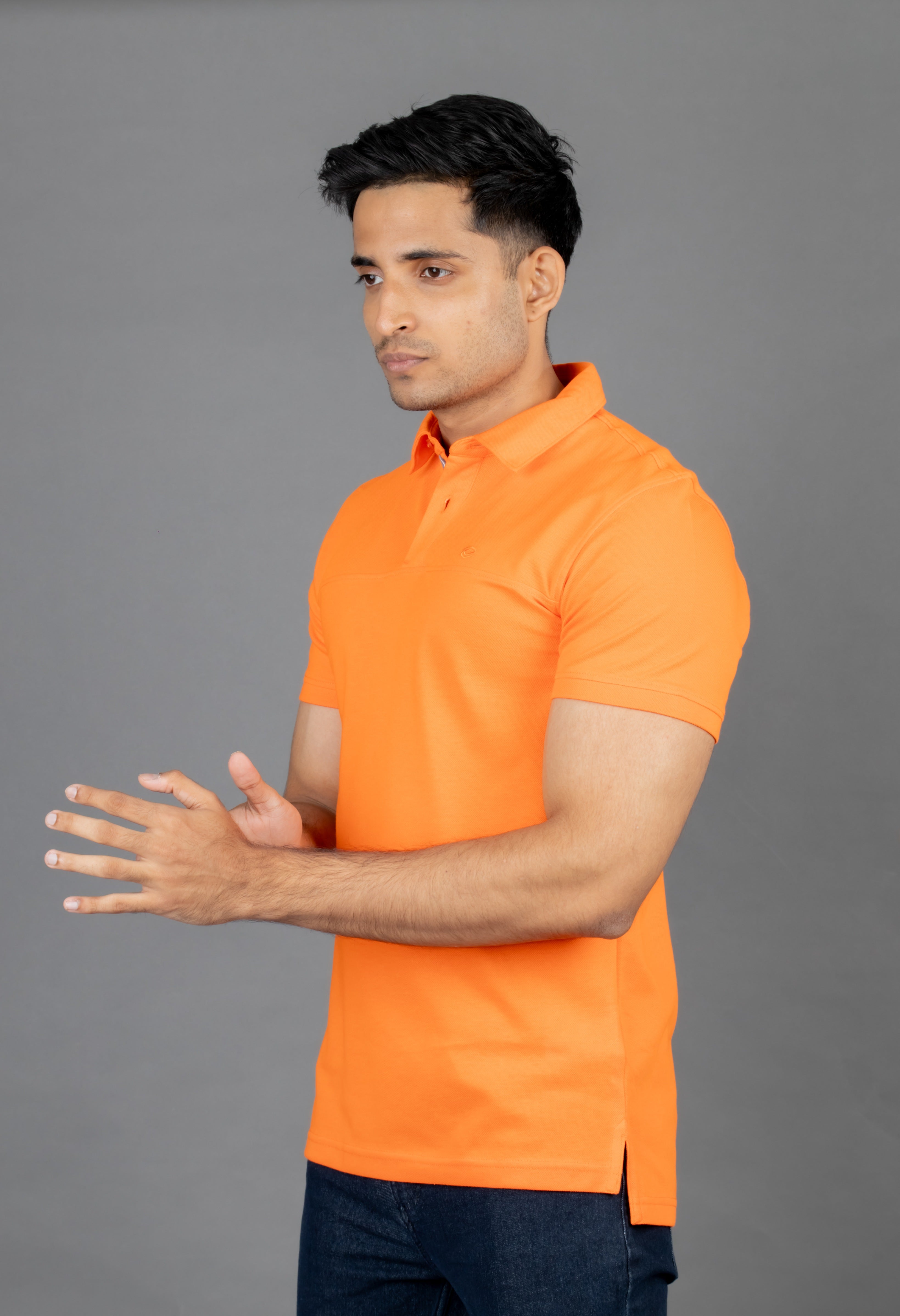 Polo Pique Solid Slim Fit-Orange Popsicle