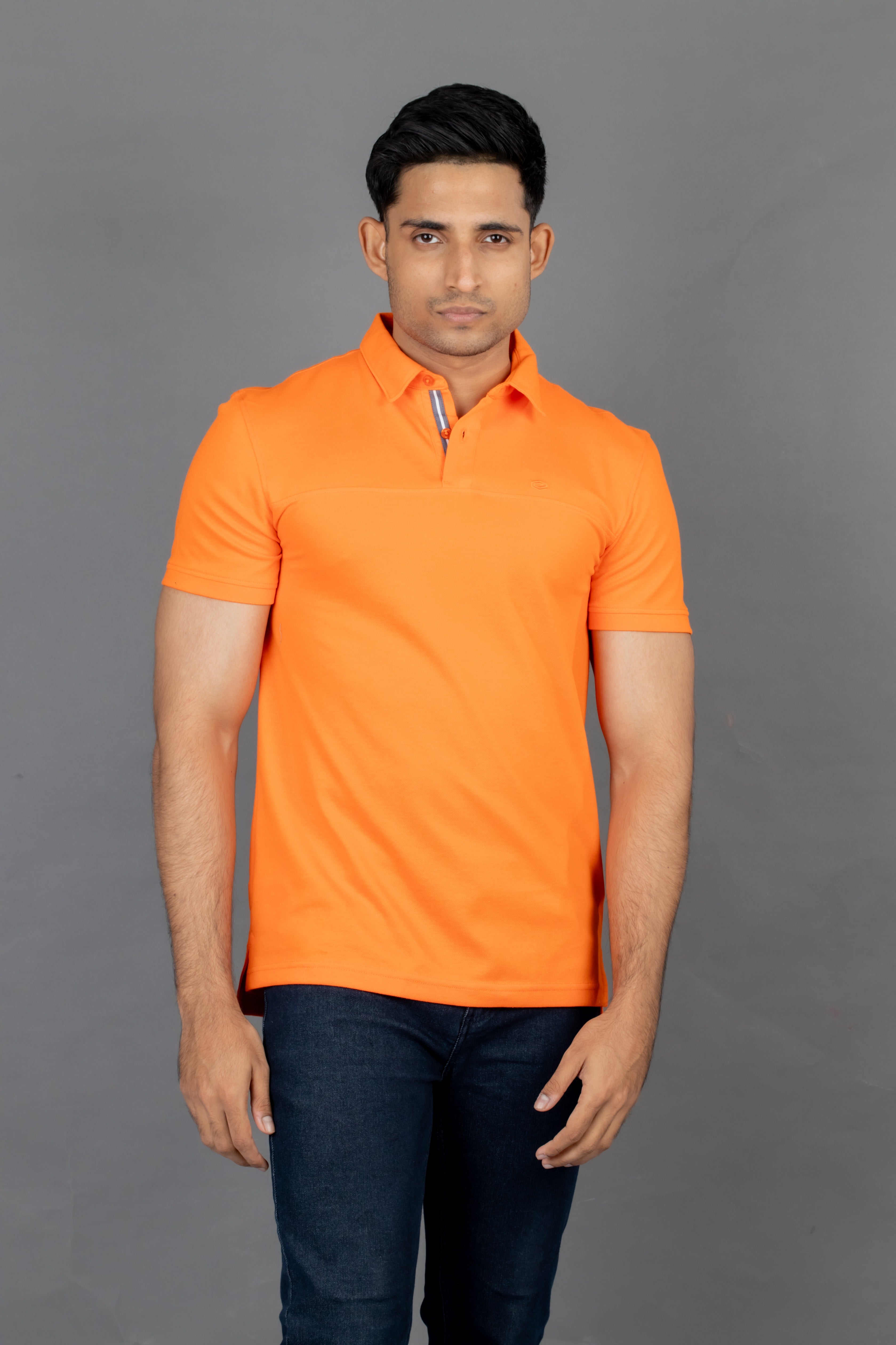 Polo Pique Solid Slim Fit-Orange Popsicle