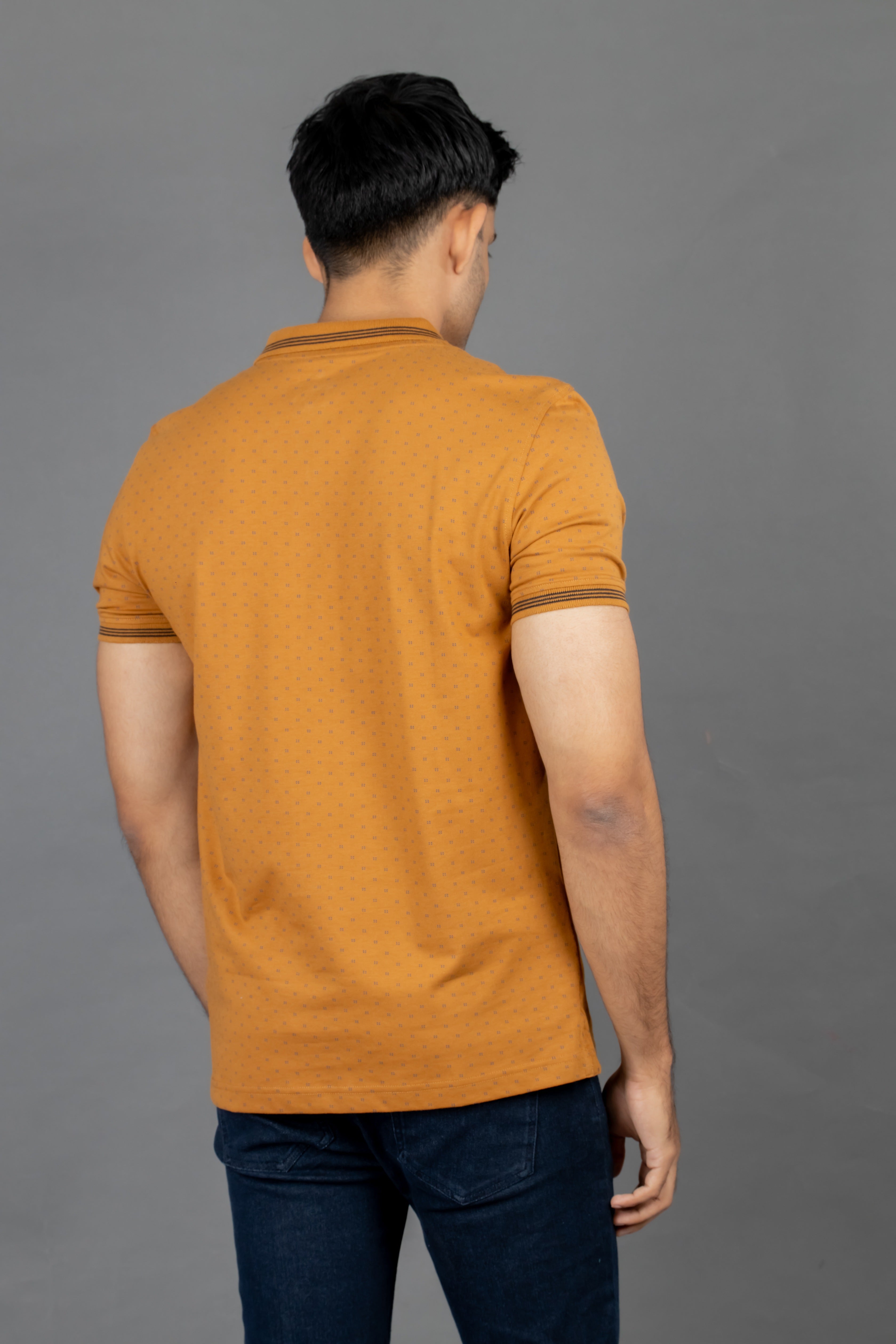 Polo Printed Slim Fit-Gold