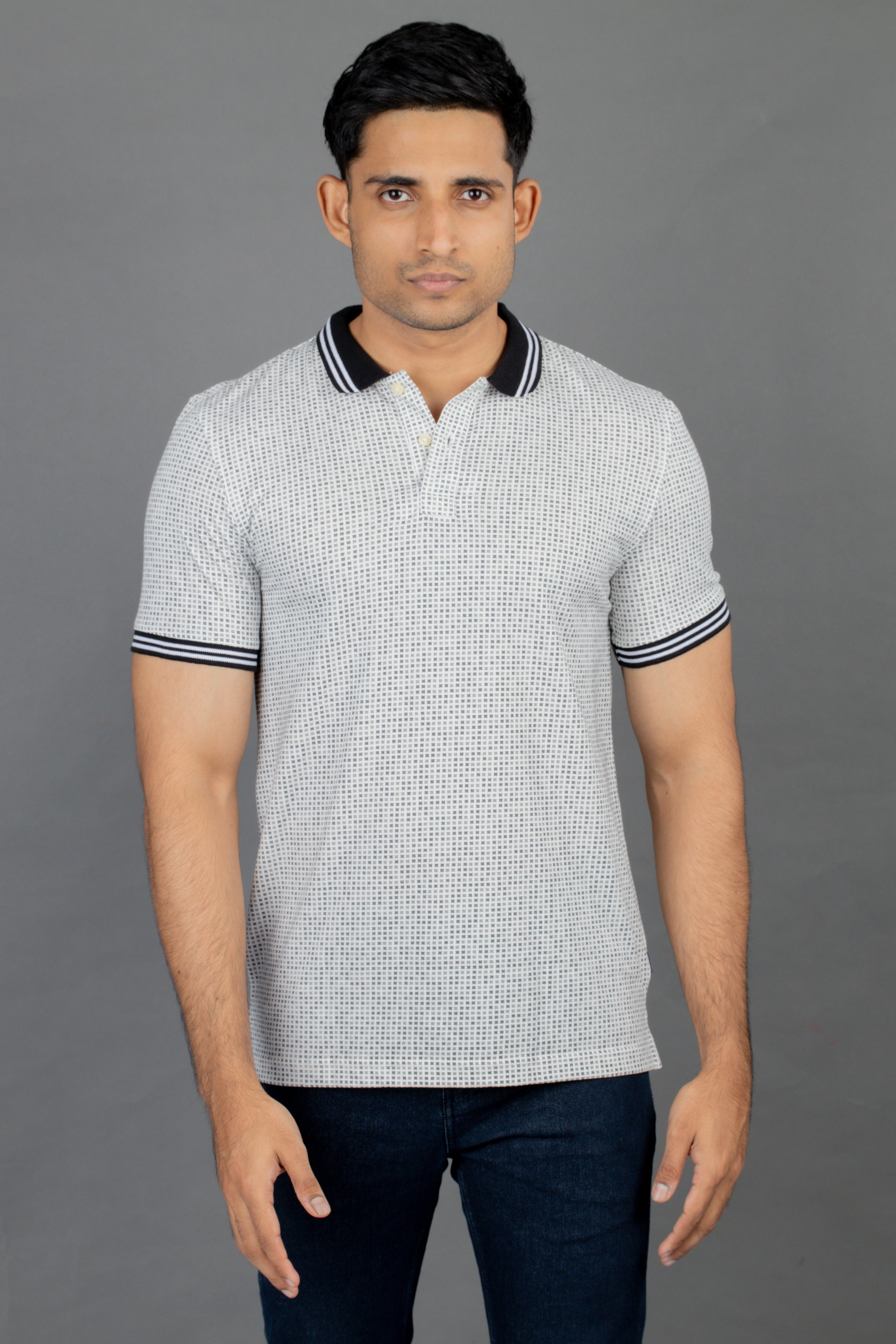 Polo Printed Slim Fit-Green Hedge