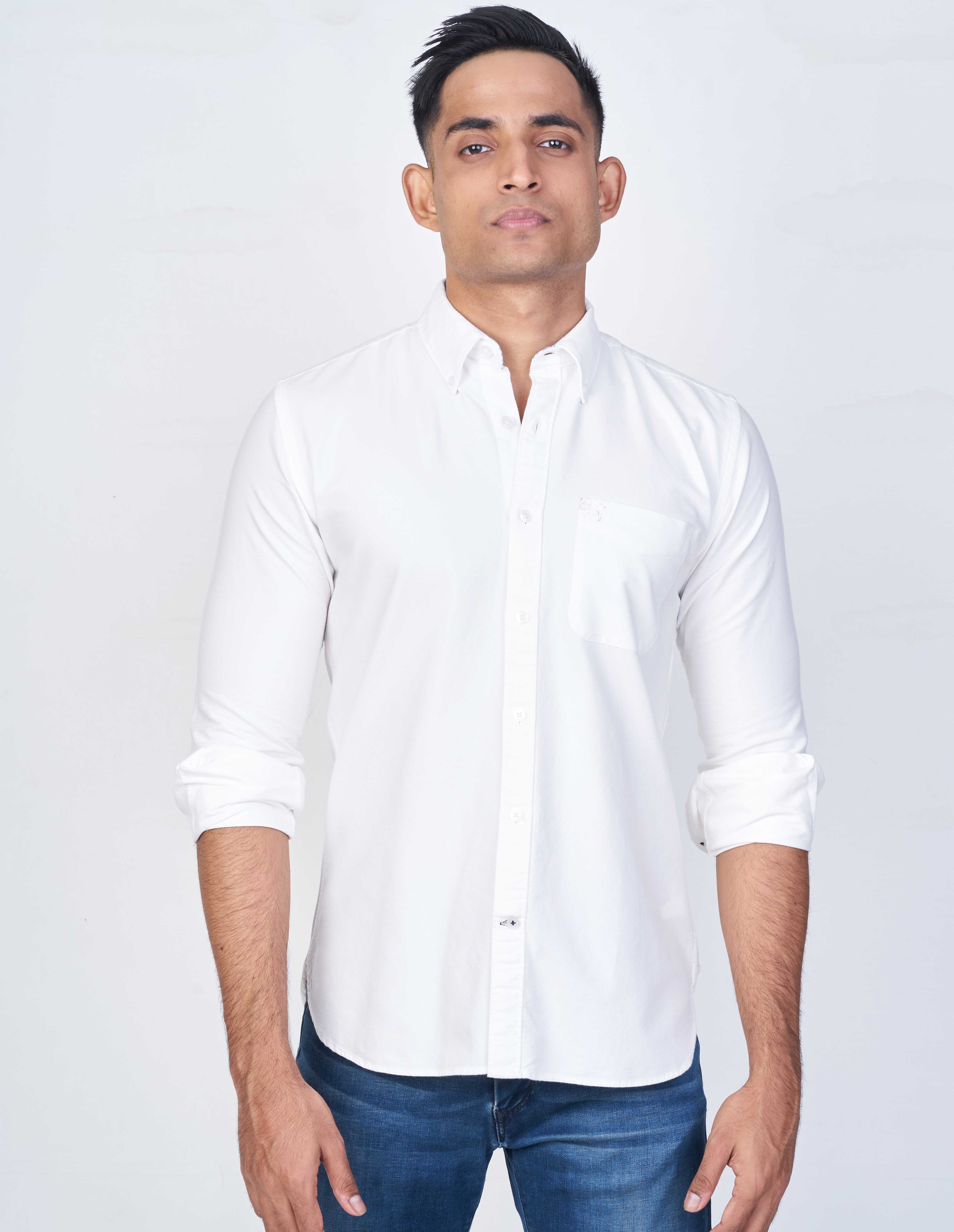 Emerald Active Regular Oxford Slim Fit-Vanilla Ice