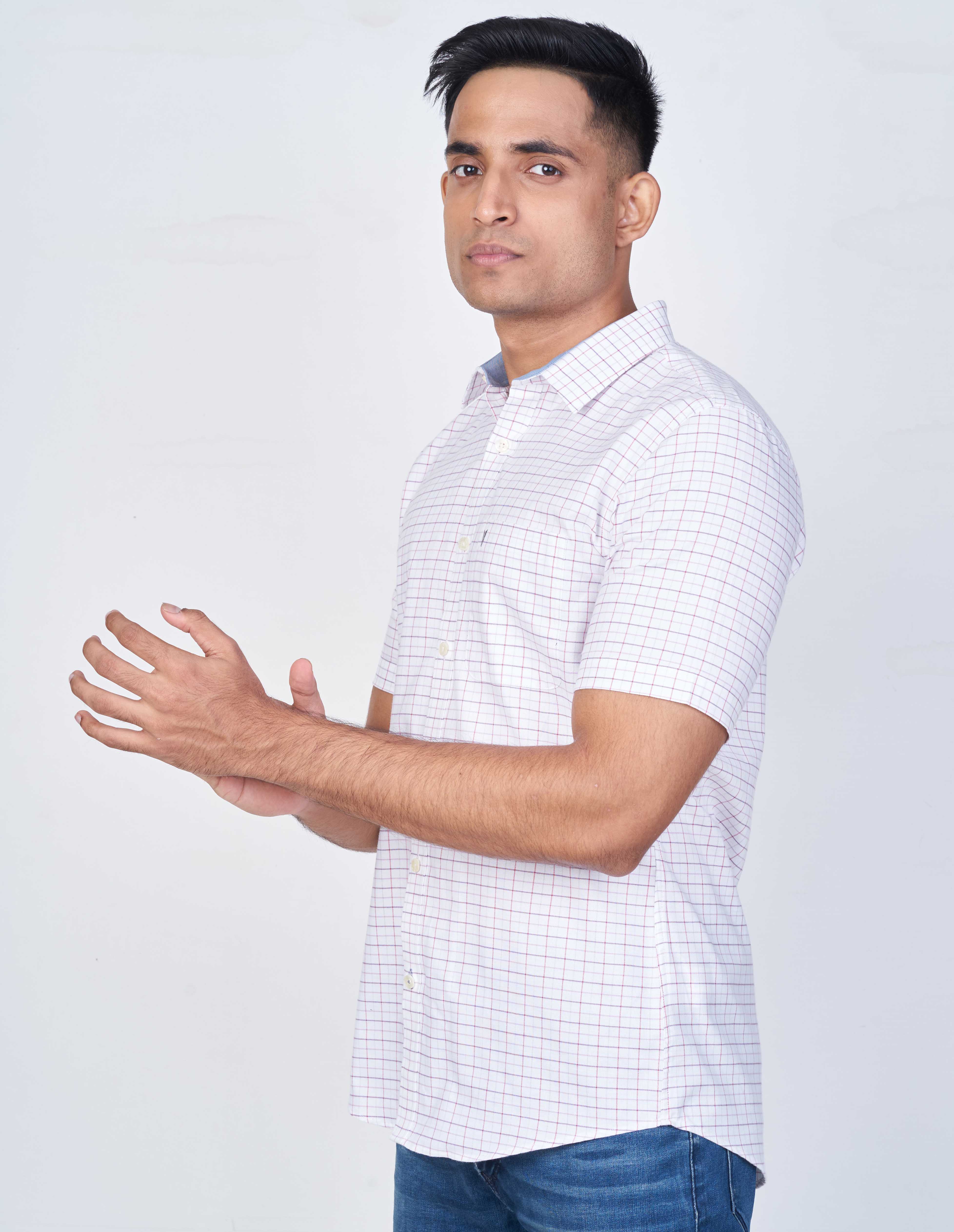 Emerald Active Checks Slim Fit-Poppy Red