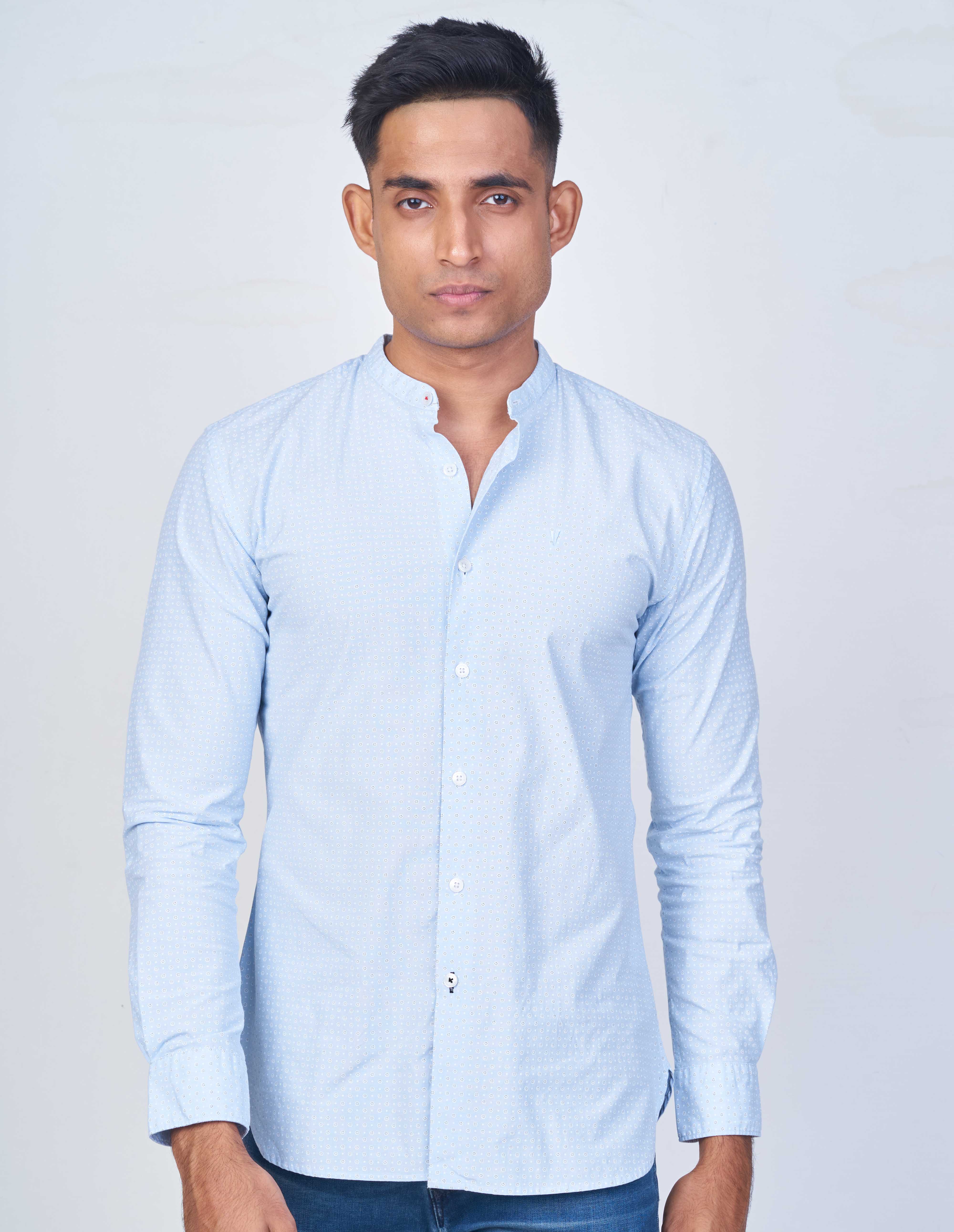 Emerald Active Printed Slim Fit-Baby Blue