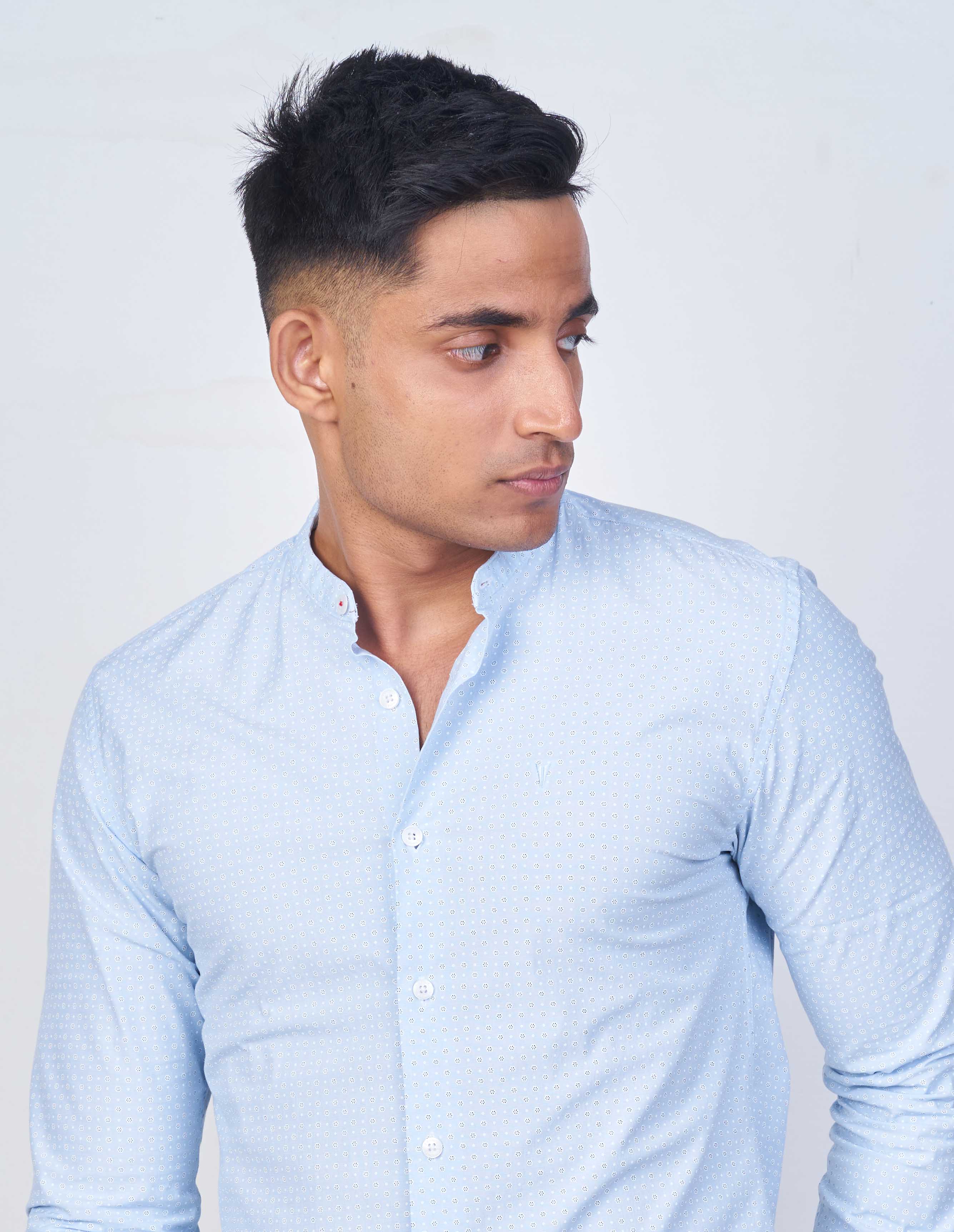 Emerald Active Printed Slim Fit-Baby Blue