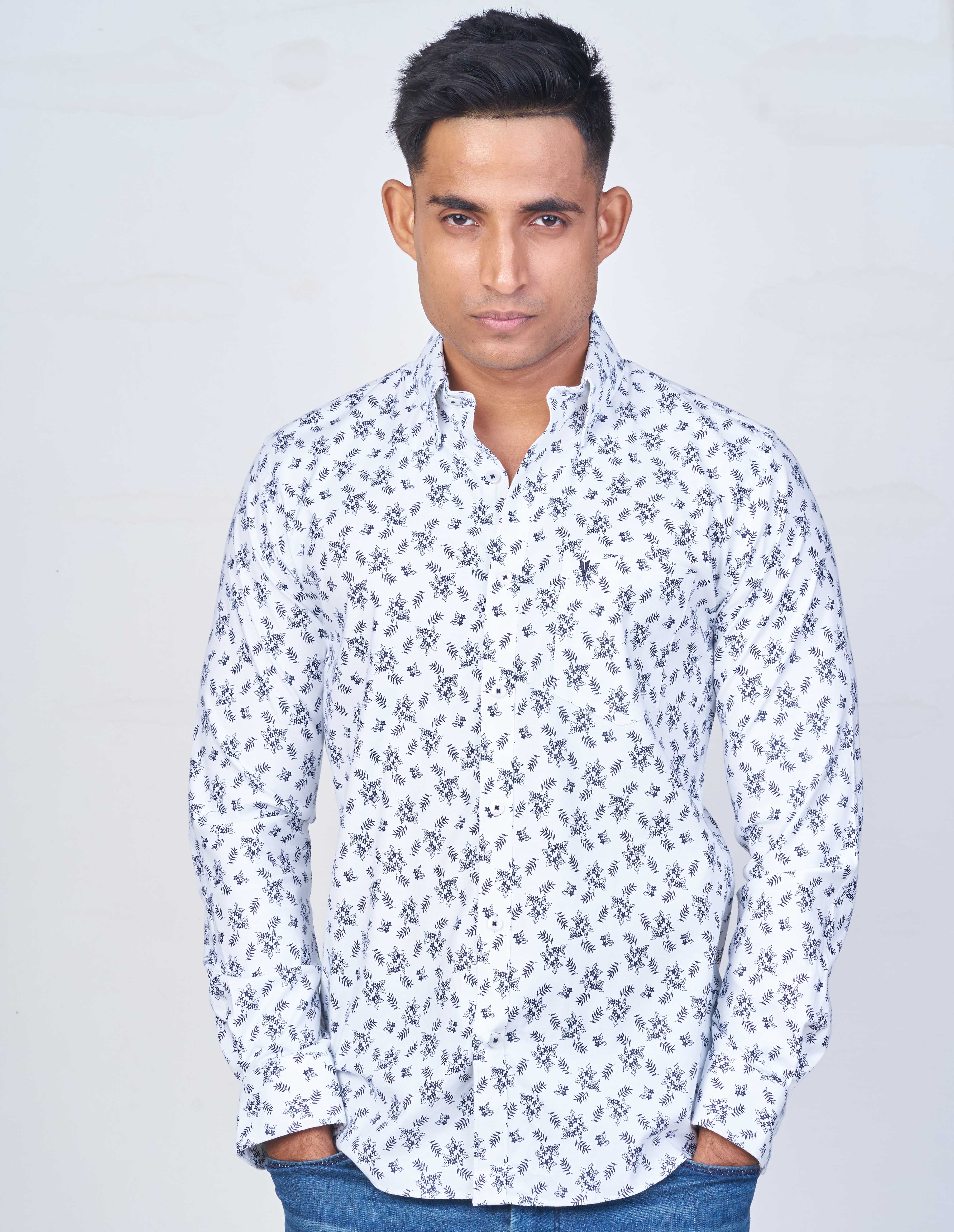 Emerald Active Printed Slim Fit - Bone White