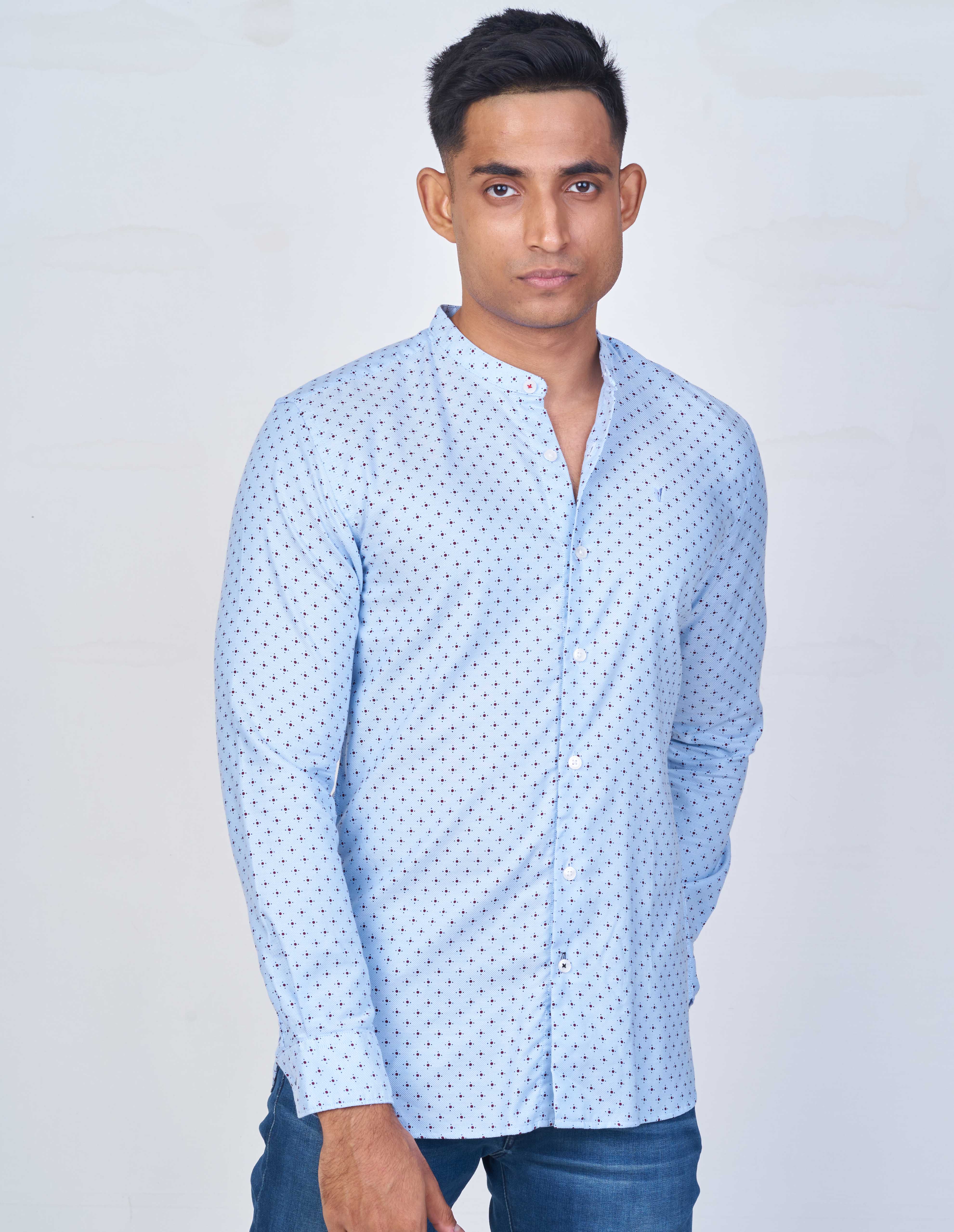 Emerald Active Printed Slim Fit-Cashmere Blue