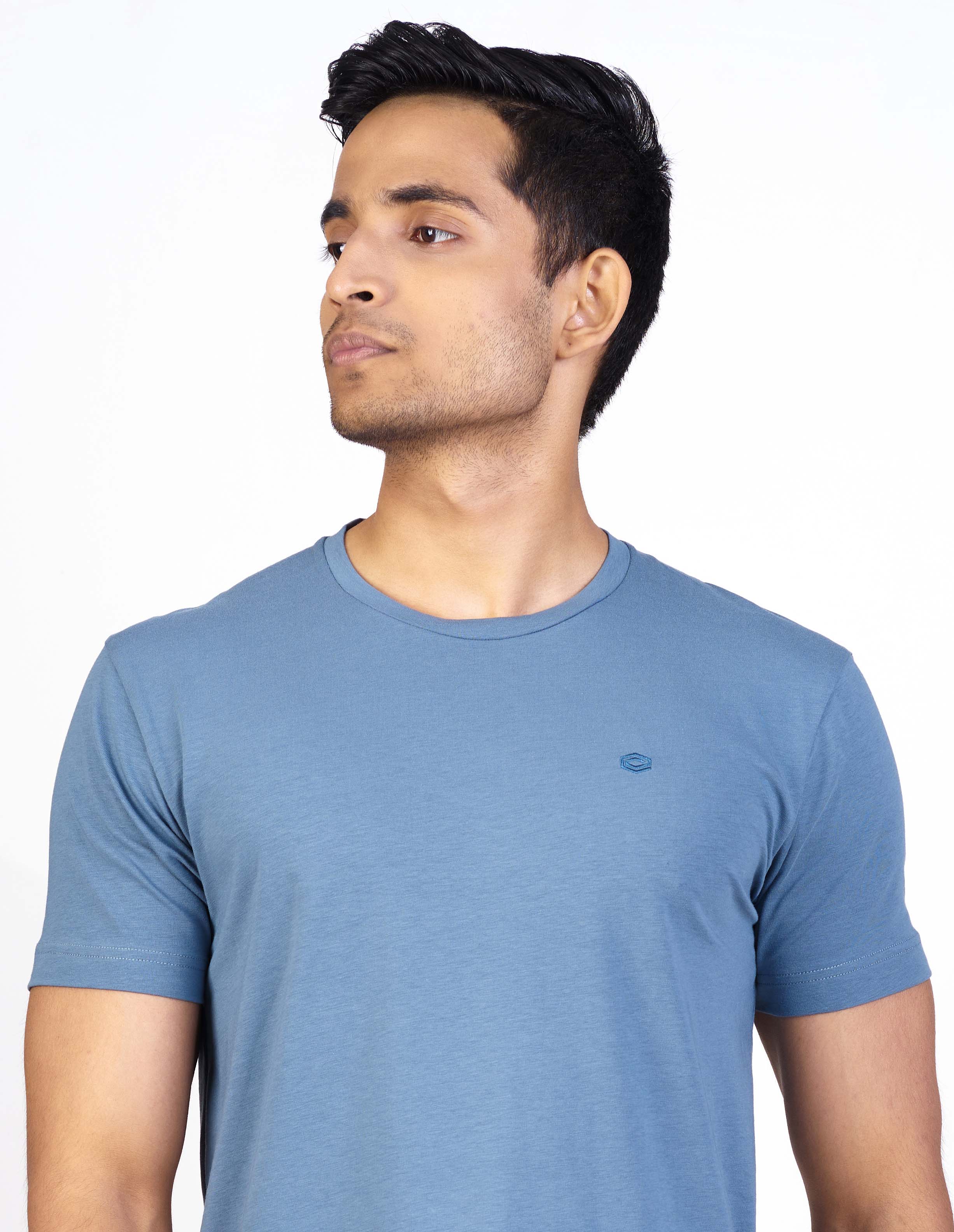 Emerald Tees Plain Slim Fit-Blue Aegean