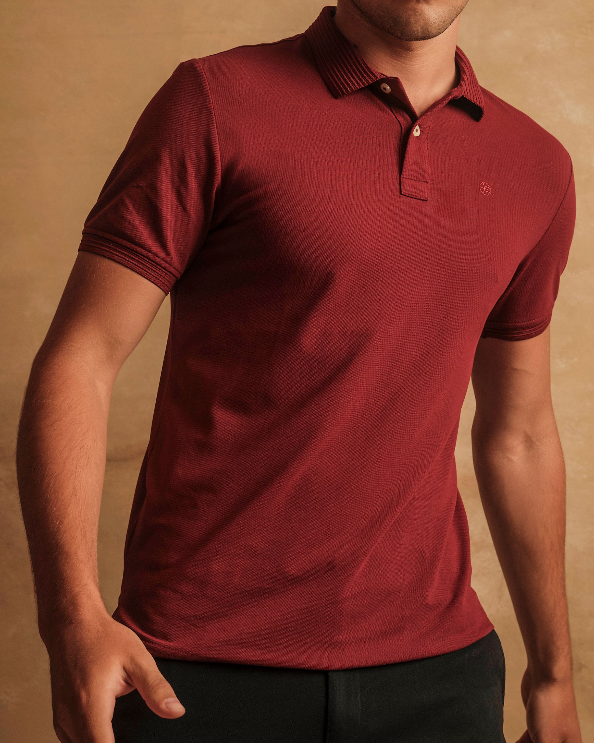 Emerald Polo Plain Slim Fit-Maroon