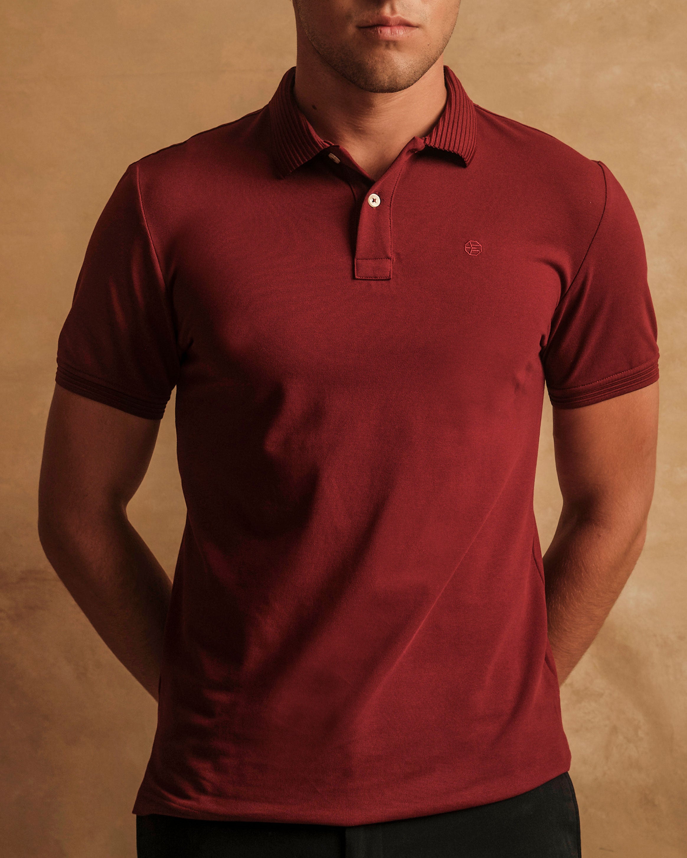 Emerald Polo Plain Slim Fit-Maroon
