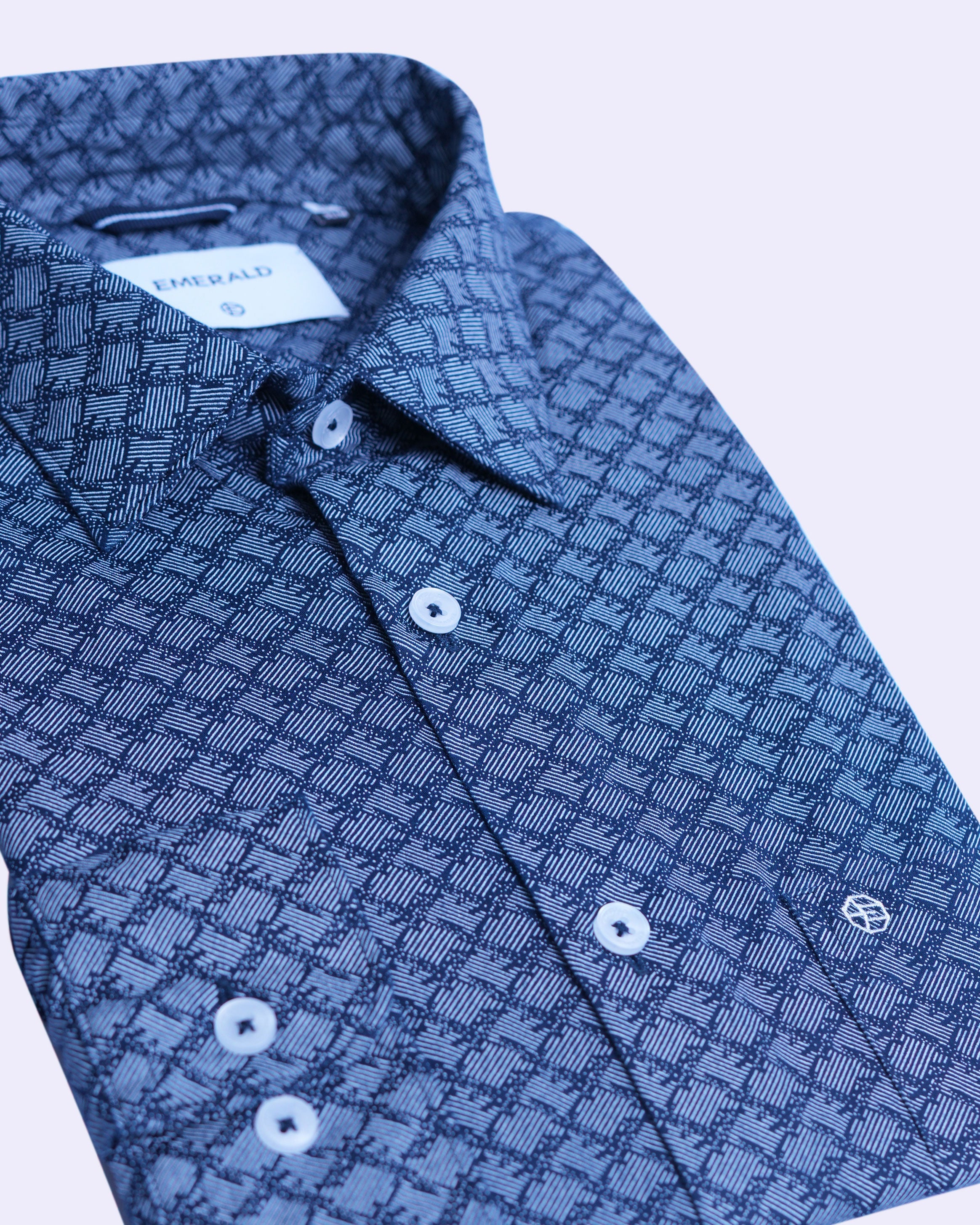 Emerald Casual Printed Slim Fit - True Navy