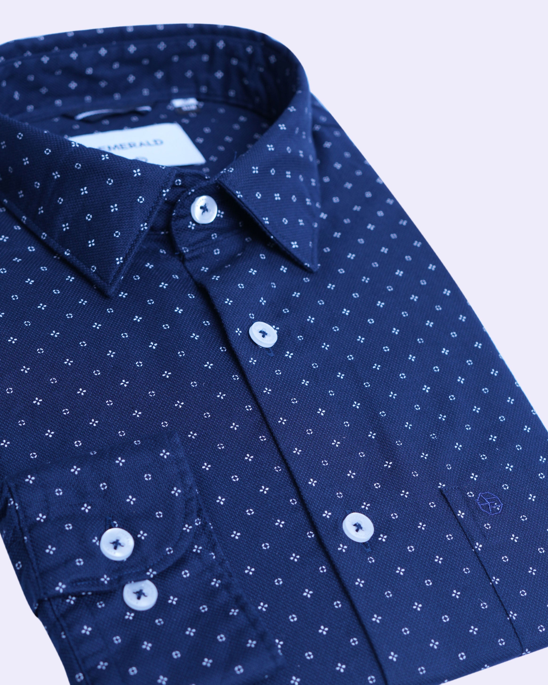 Emerald Casual Printed Slim Fit - Navy