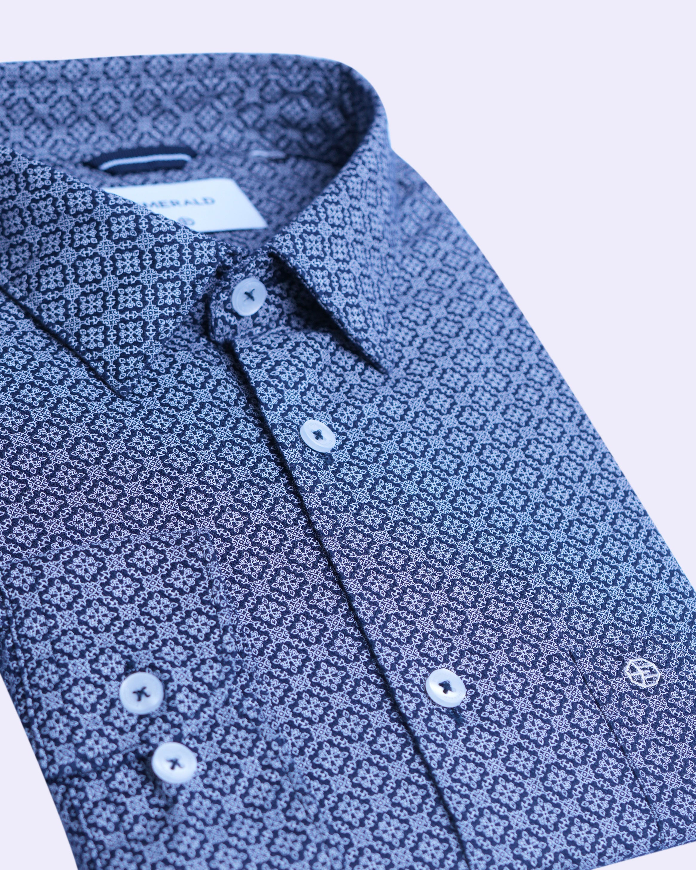 Emerald Casual Printed Slim Fit - Dark Denim