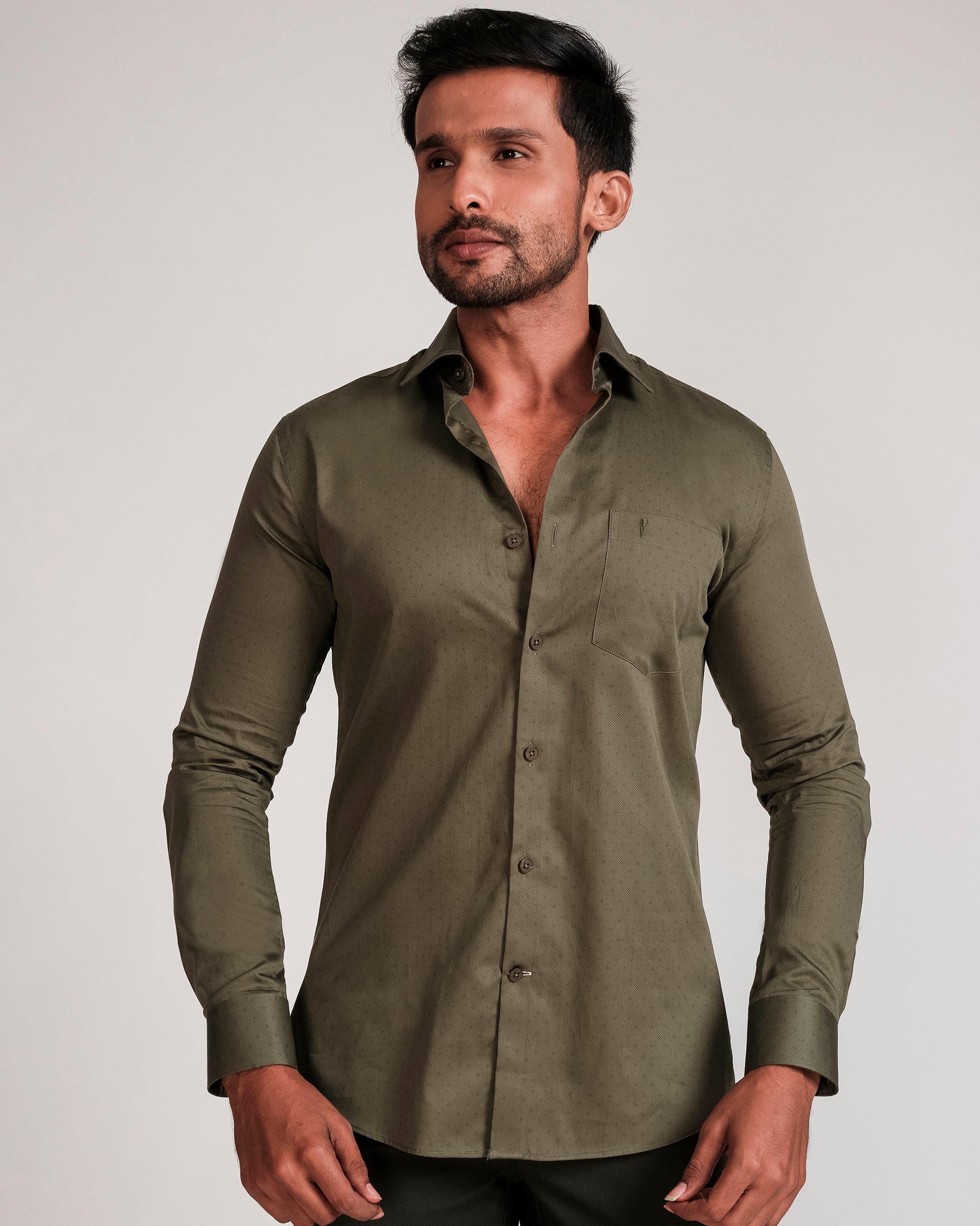 Emerald Fashion Printed Slim Fit-Dark Green