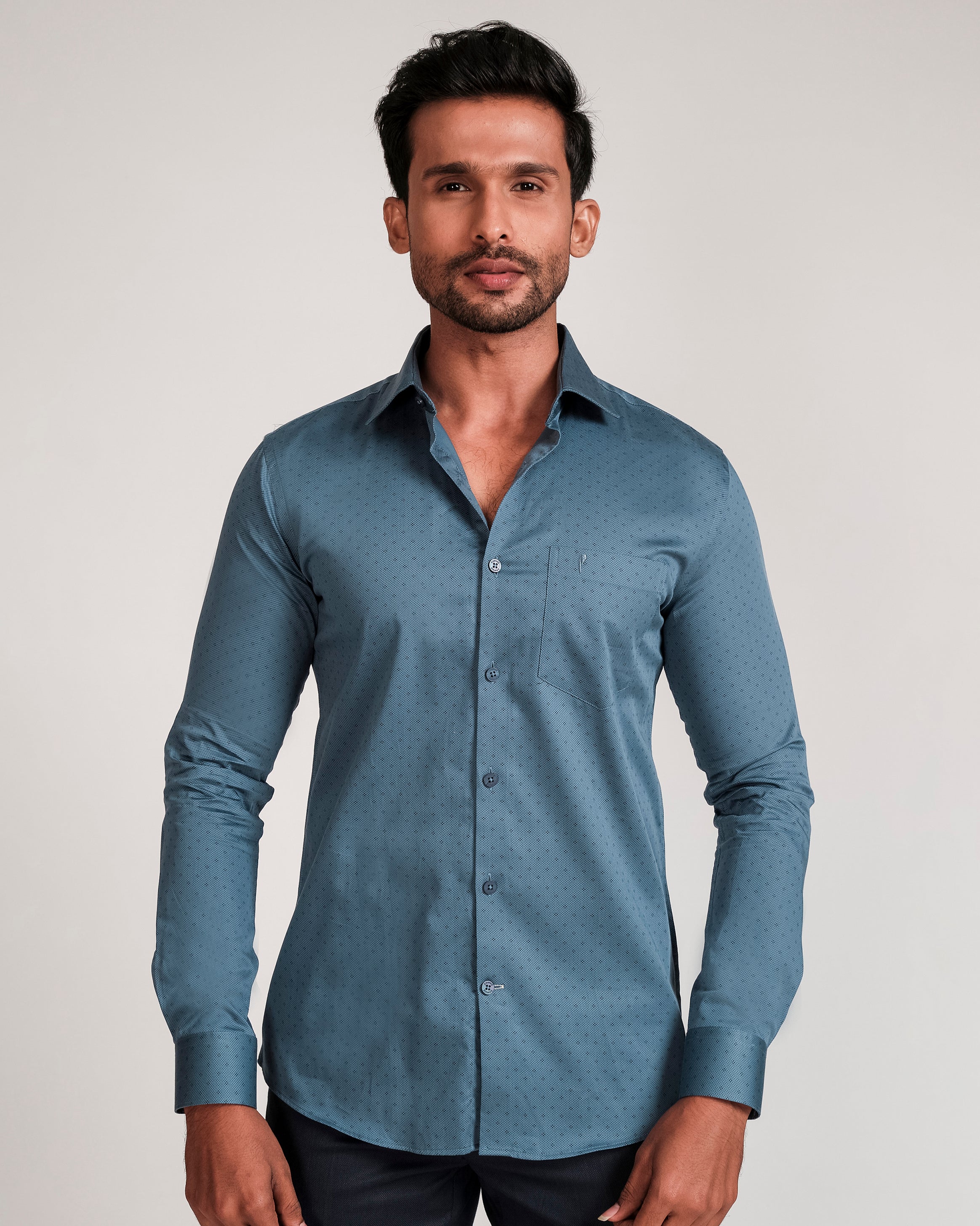 Emerald Fashion Printed Slim Fit-Aqua Marine