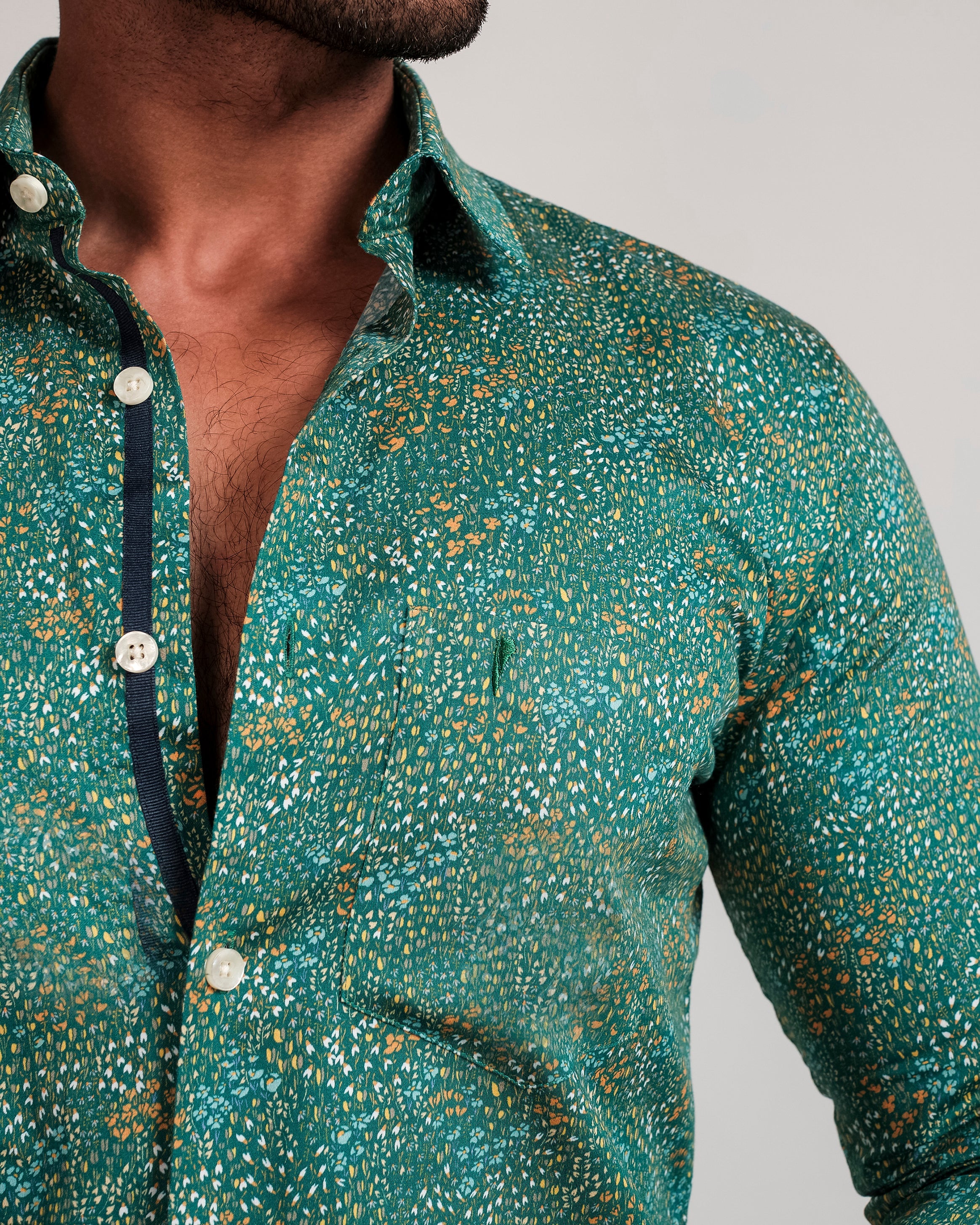 Fashion Printed Slim Fit-Green Lake