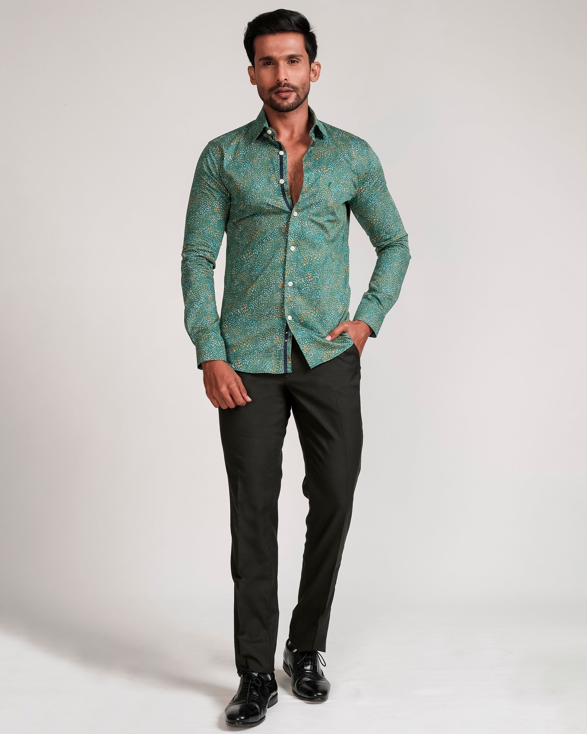 Fashion Printed Slim Fit-Green Lake