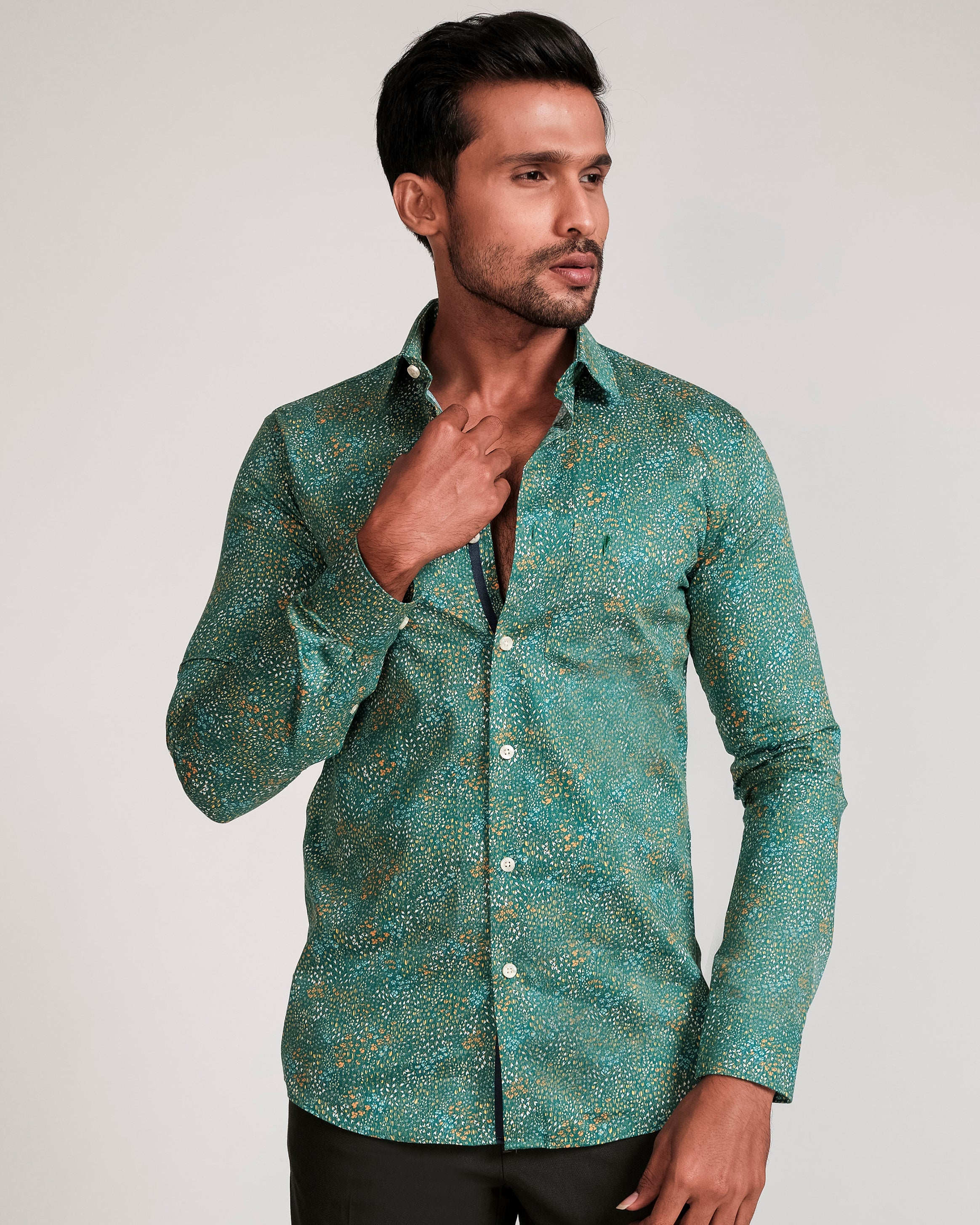 Fashion Printed Slim Fit-Green Lake