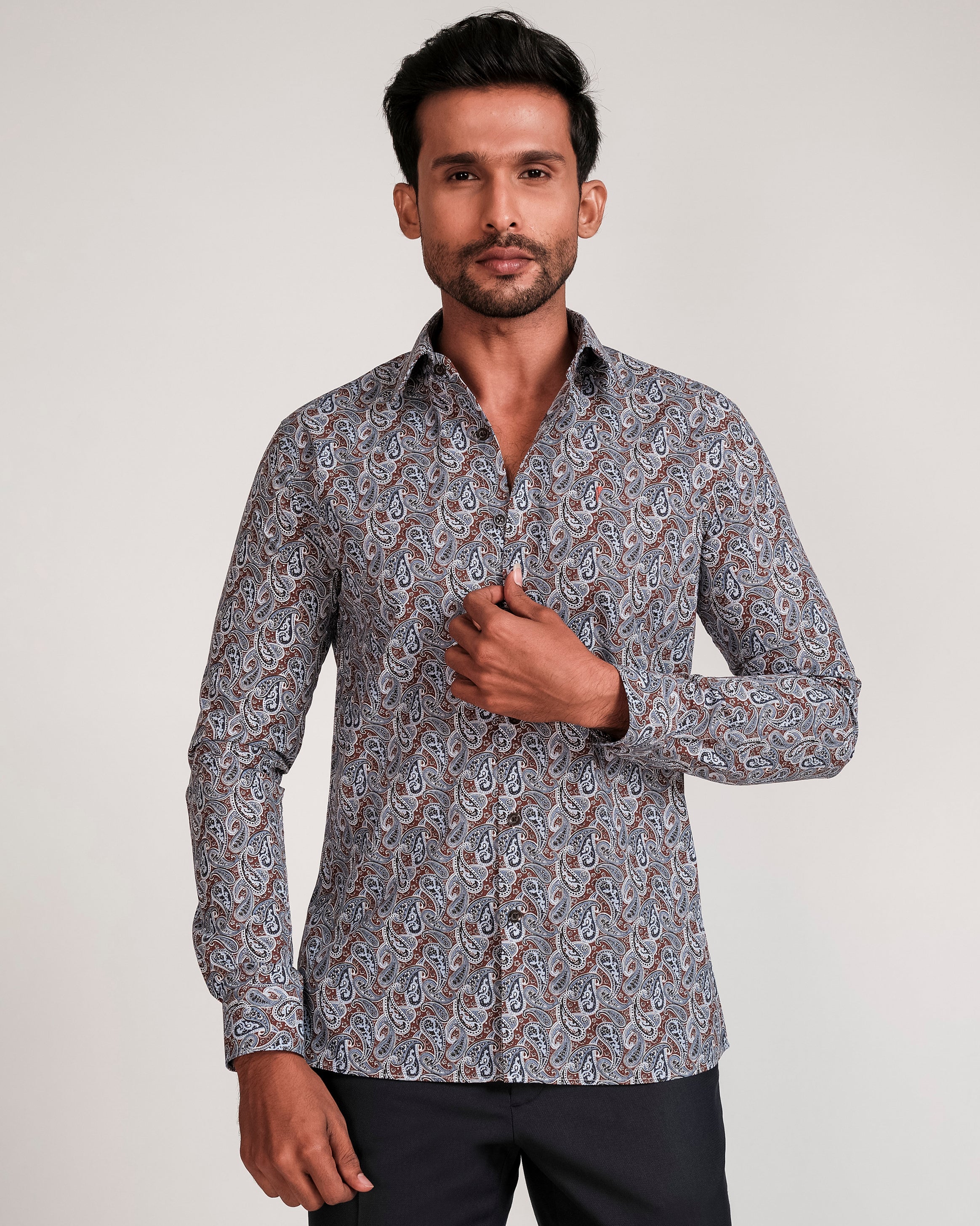 Fashion Printed Slim Fit-Maroon