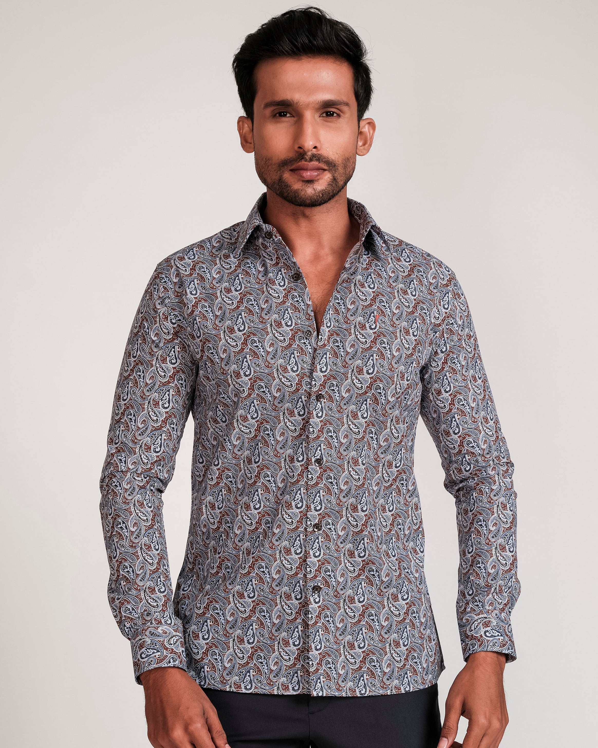 Fashion Printed Slim Fit-Maroon