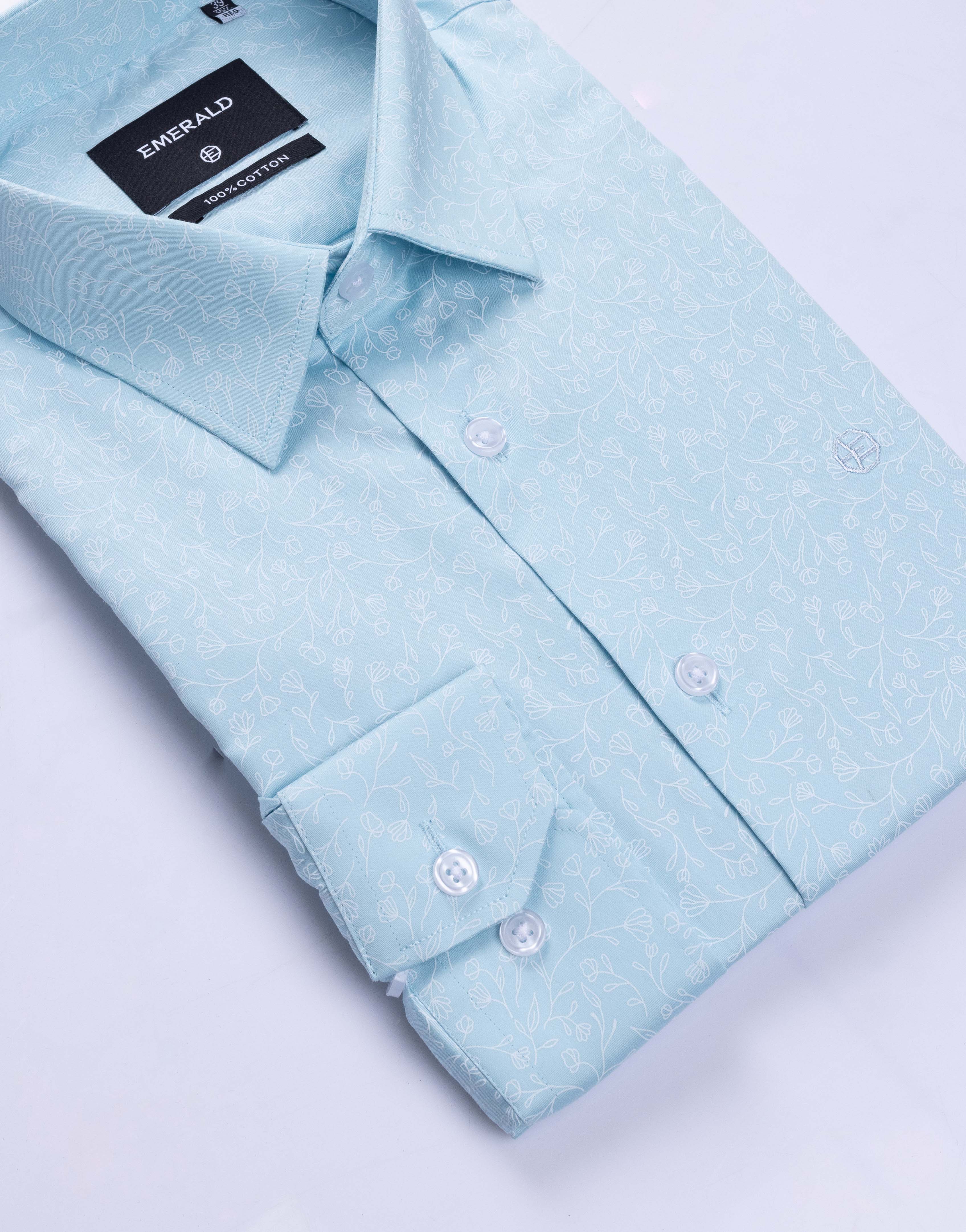 Emerald Evening Printed Regular Fit Fs-Cashmere Blue