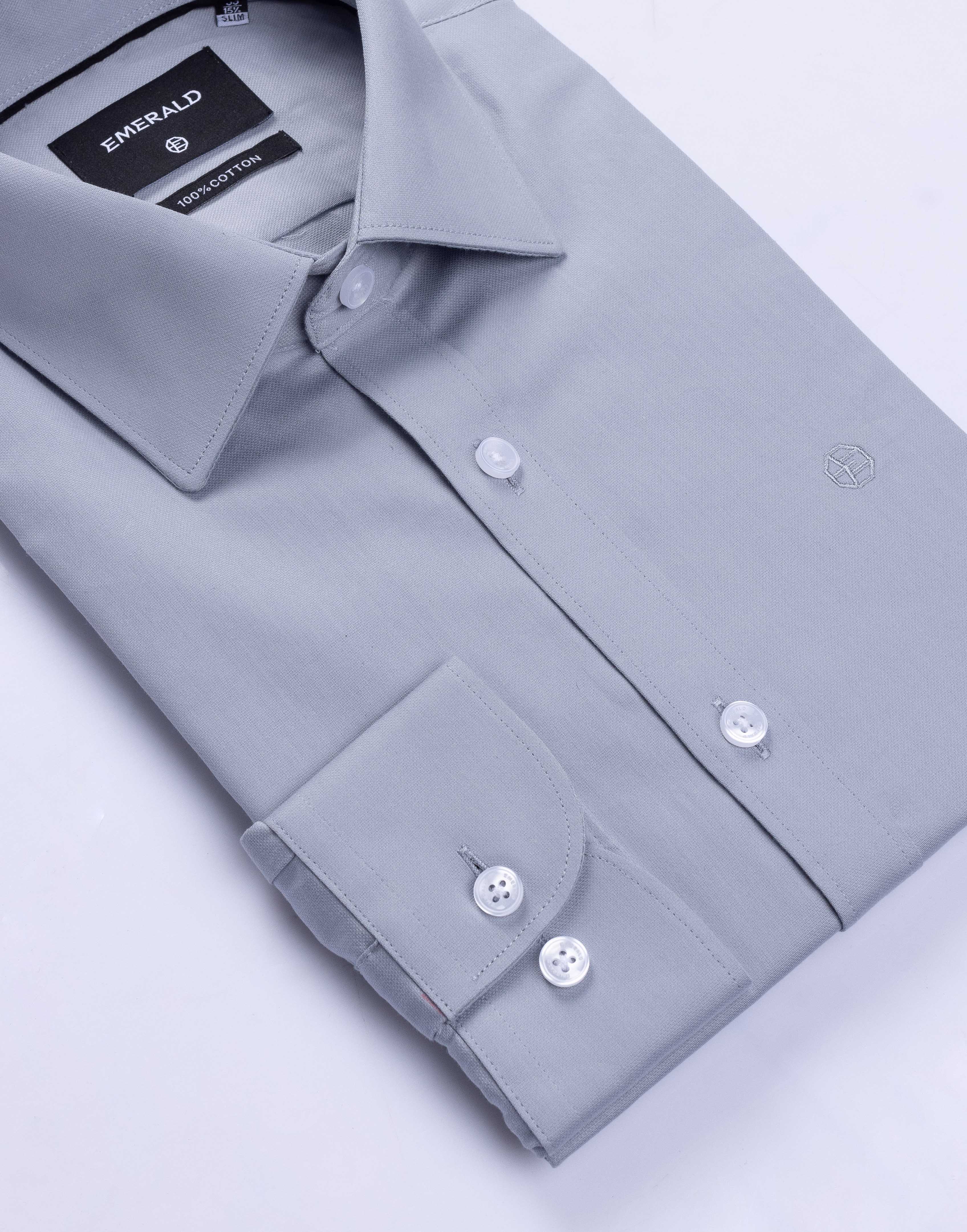 Emerald Evening Plain Slim Fit Fs- Ash