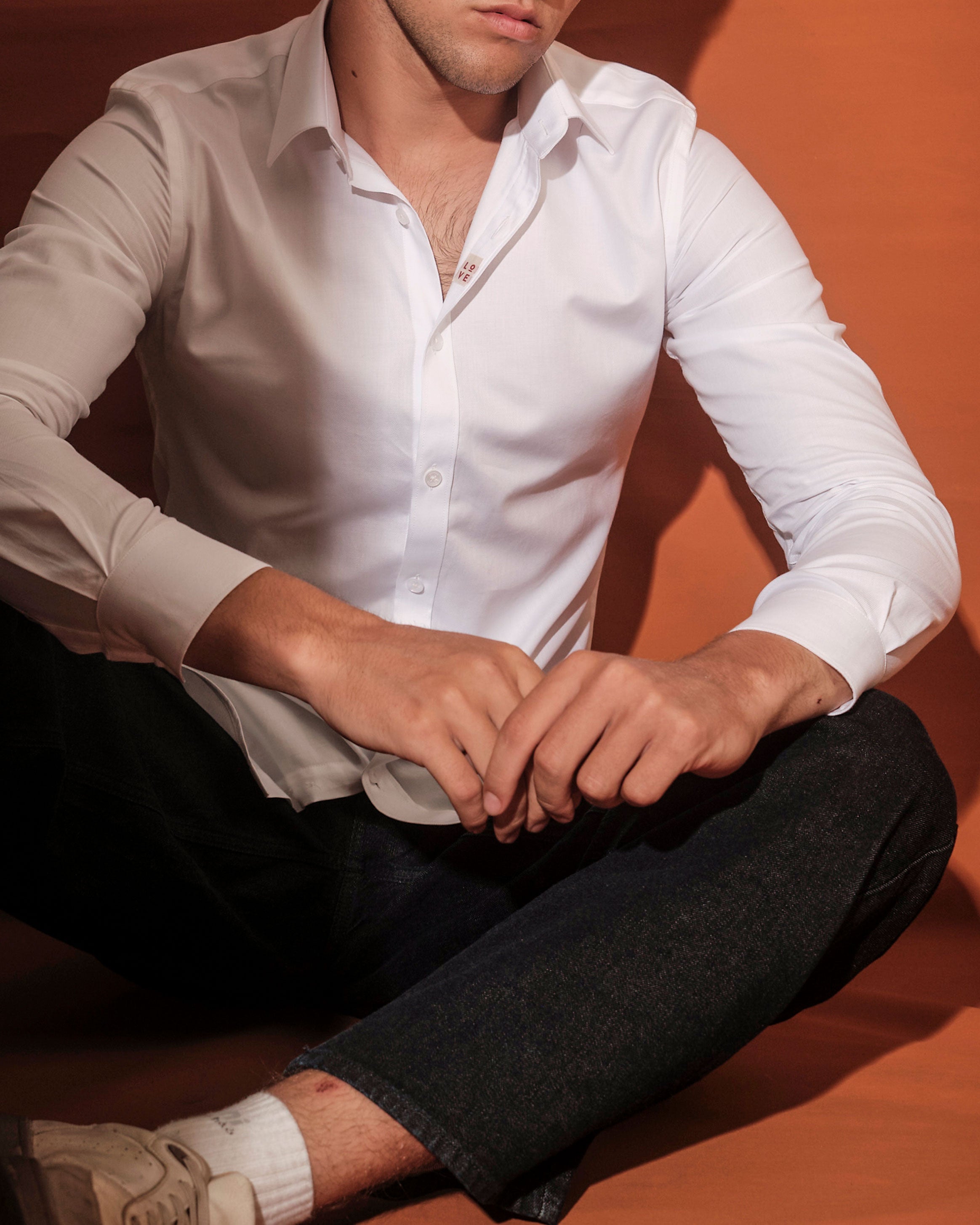 Emerald Evening Plain Slim Fit-White