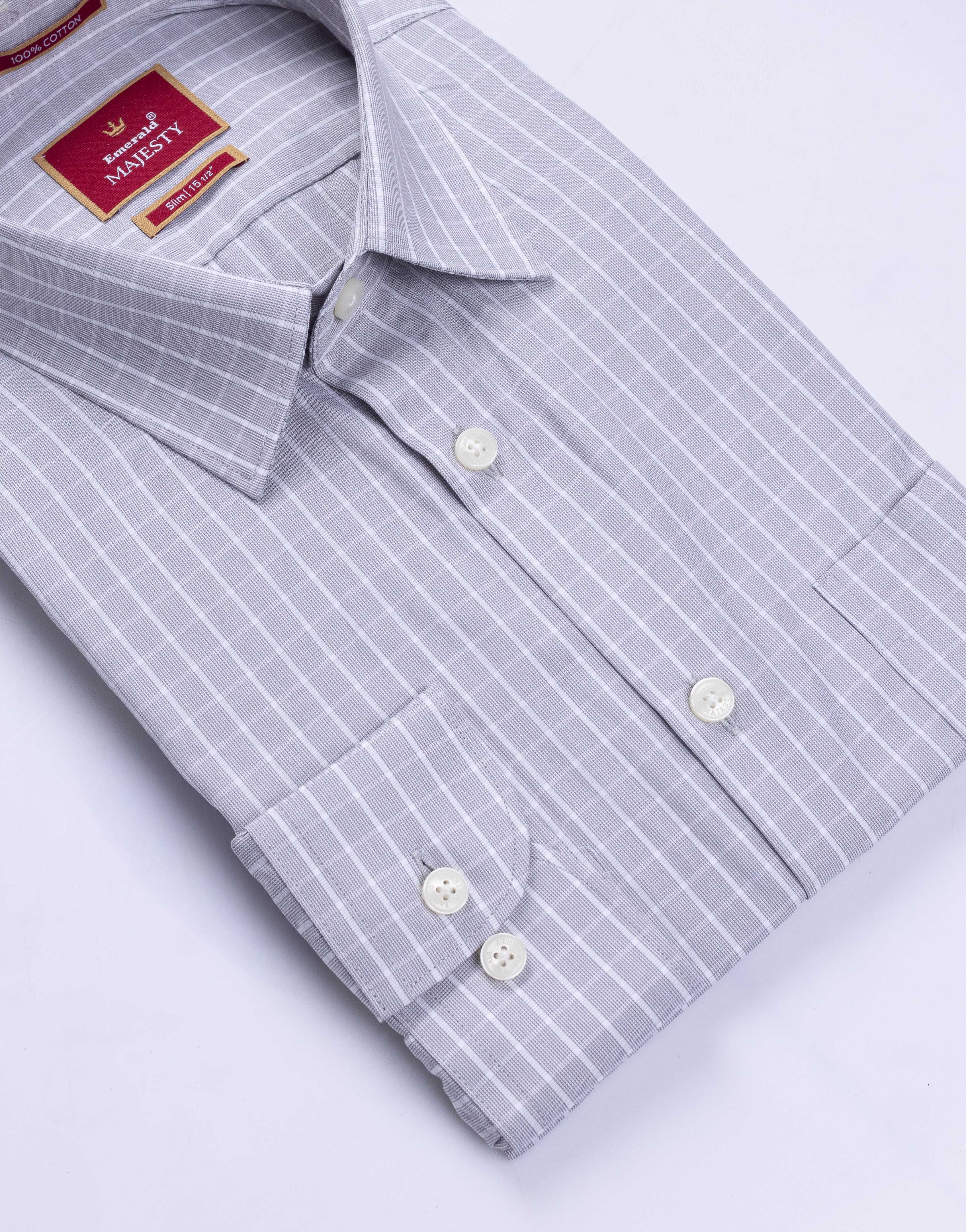 Emerald Majesty Checks Slim Fit - Grey