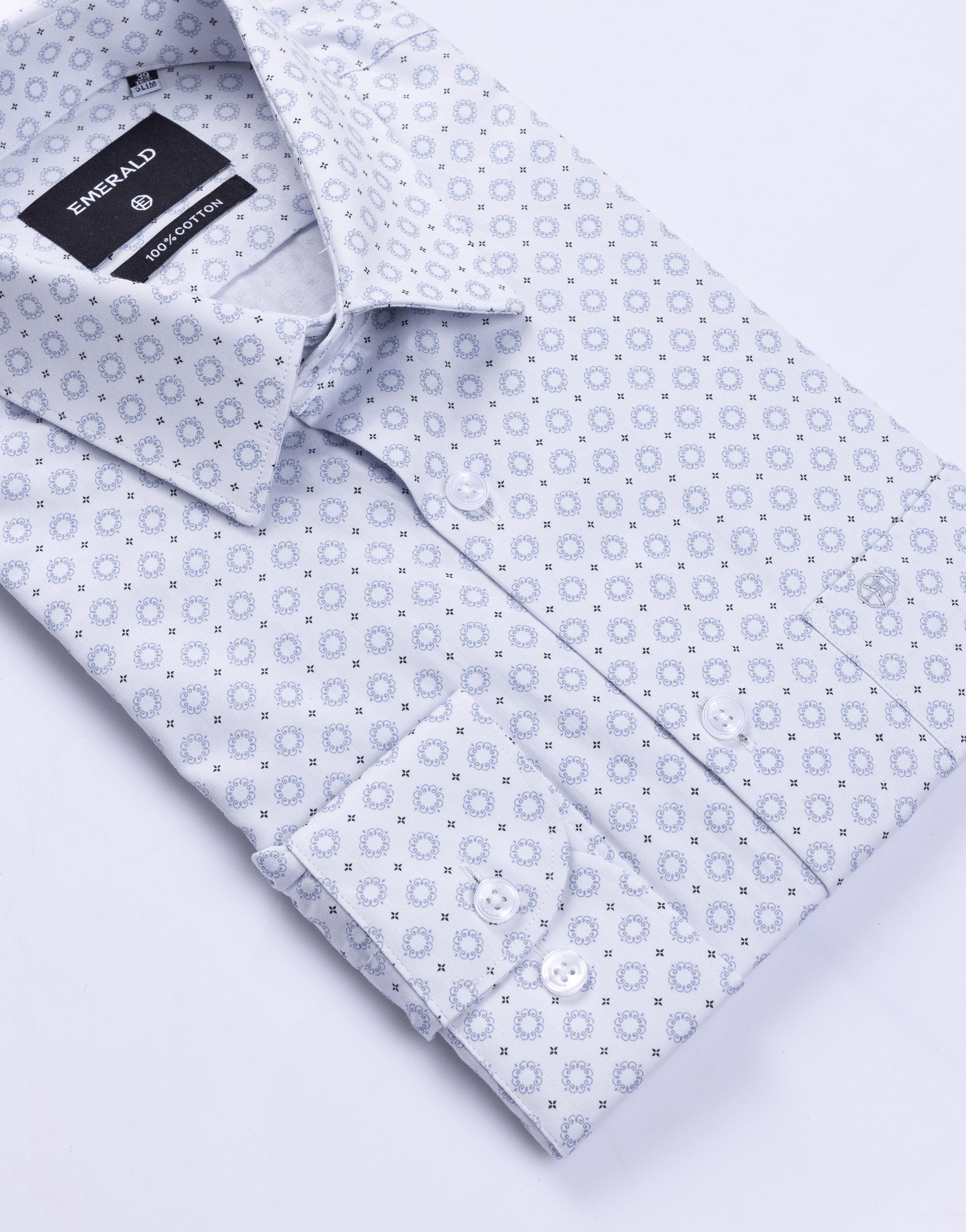 Emerald Formal Printed Slim Fit - Cosmic Blue