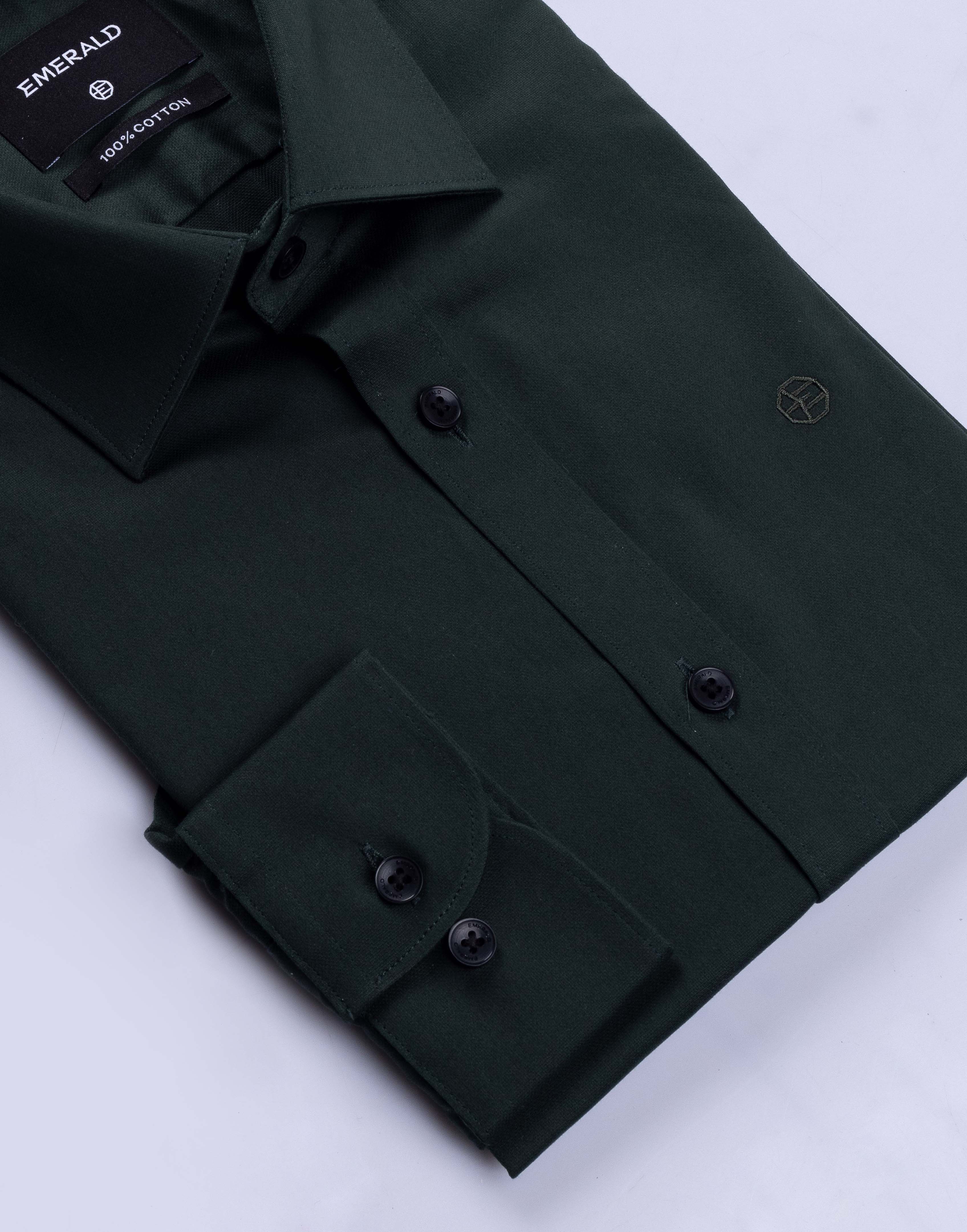 Emerald Evening Plain Slim Fit Fs-  Green