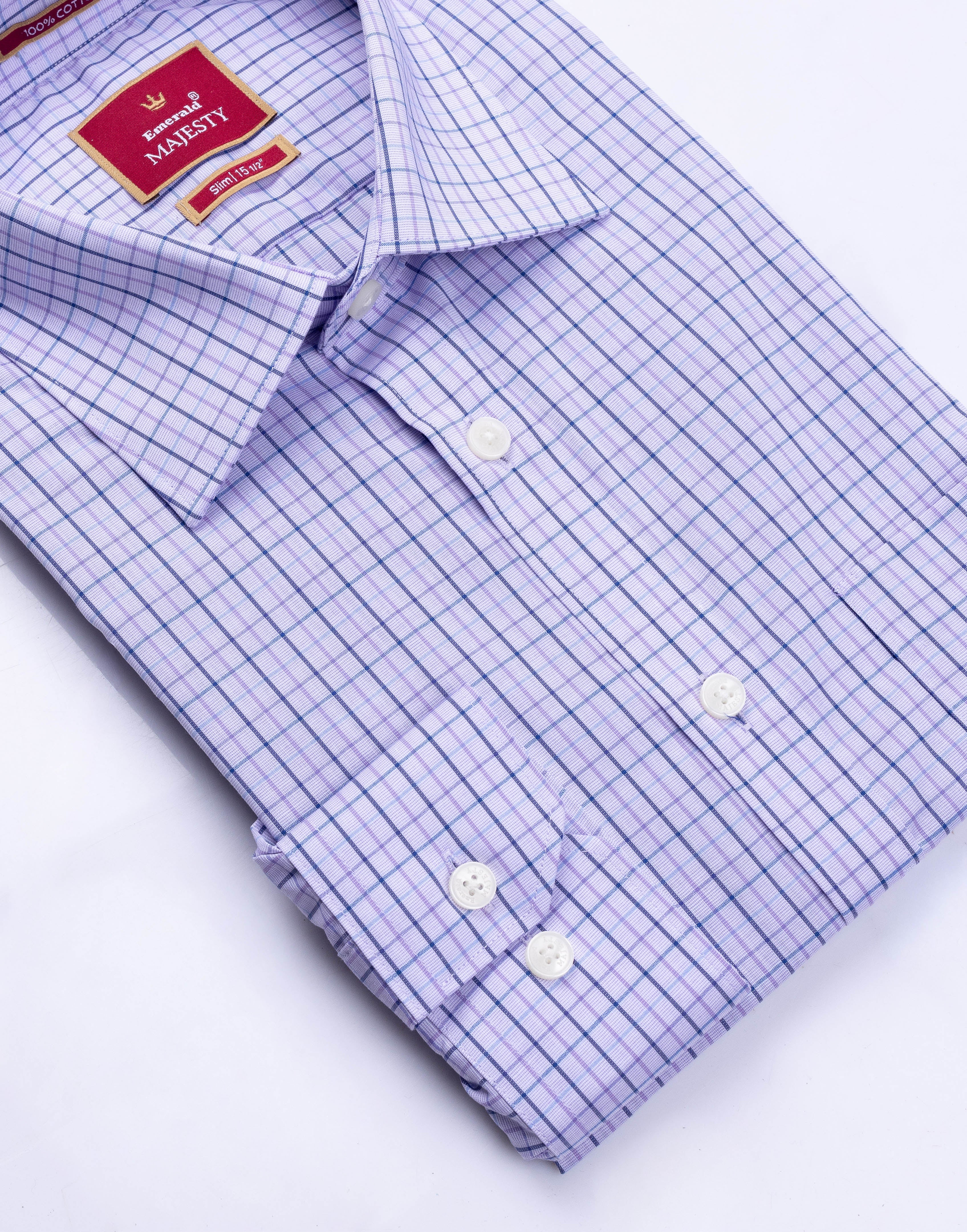 Emerald Majesty Checks Slim Fit - Sweet Lavender