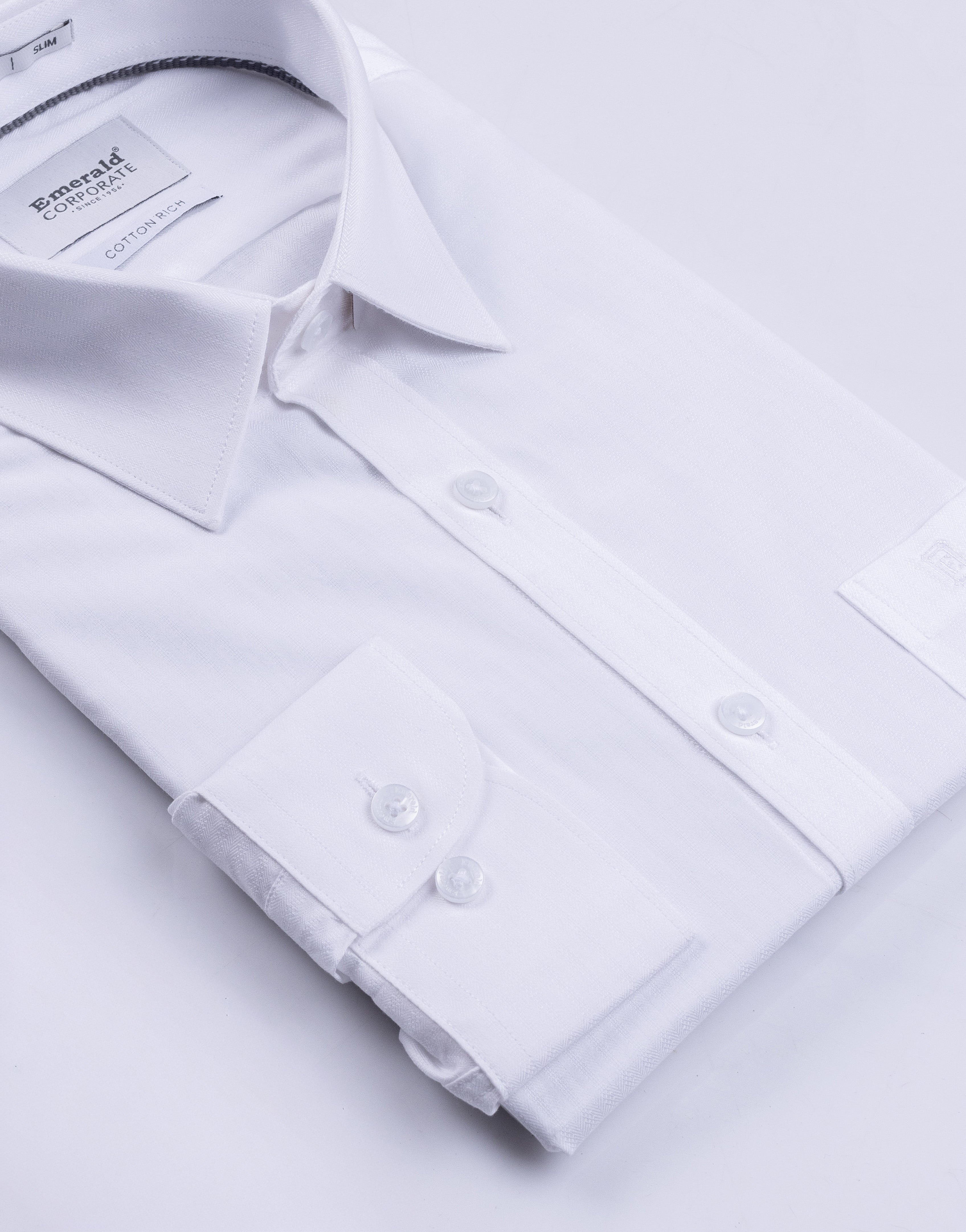 Emerald Corporate Dobby Slim Fit - Egret