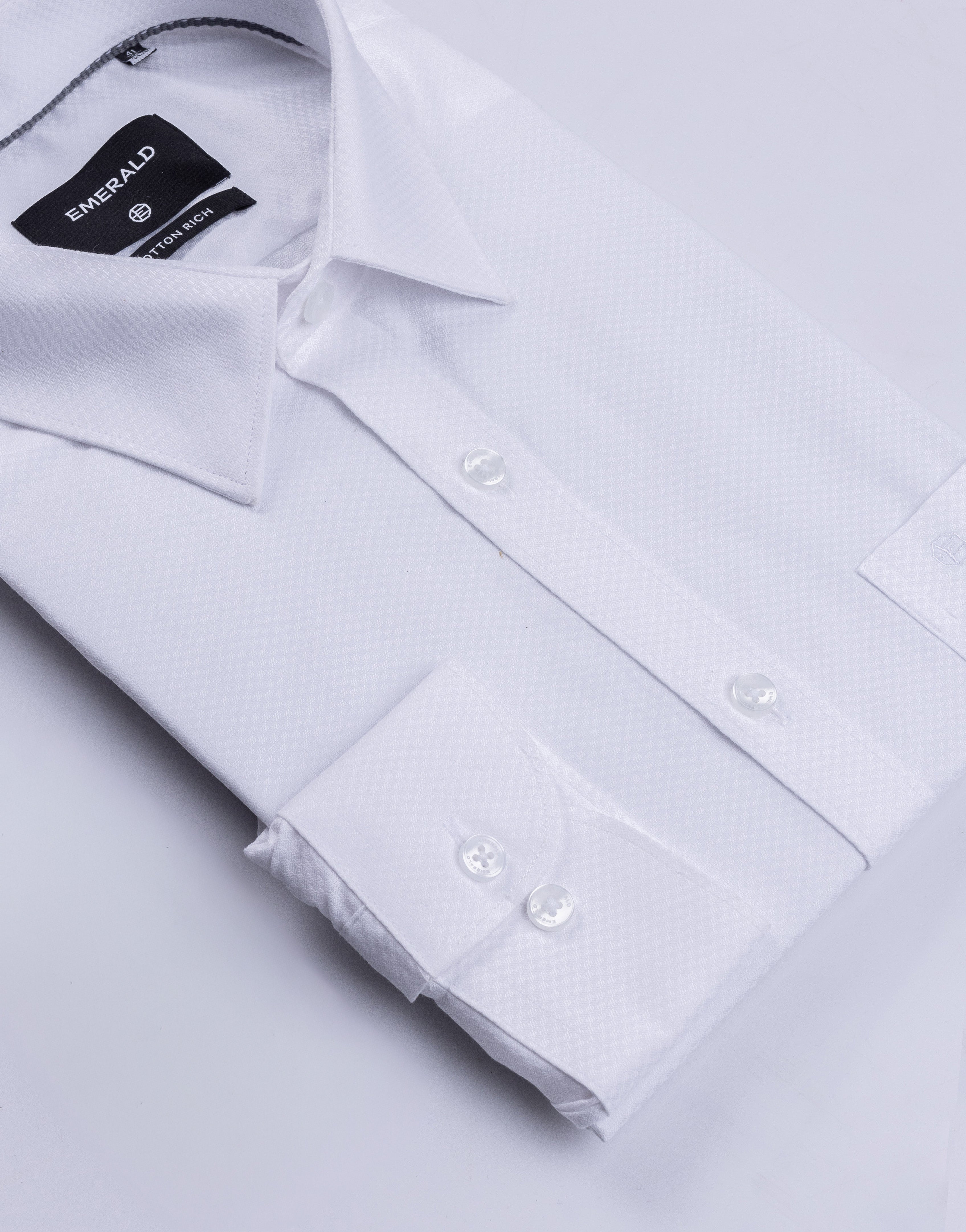 Emerald Corporate Dobby Slim Fit - Snow White
