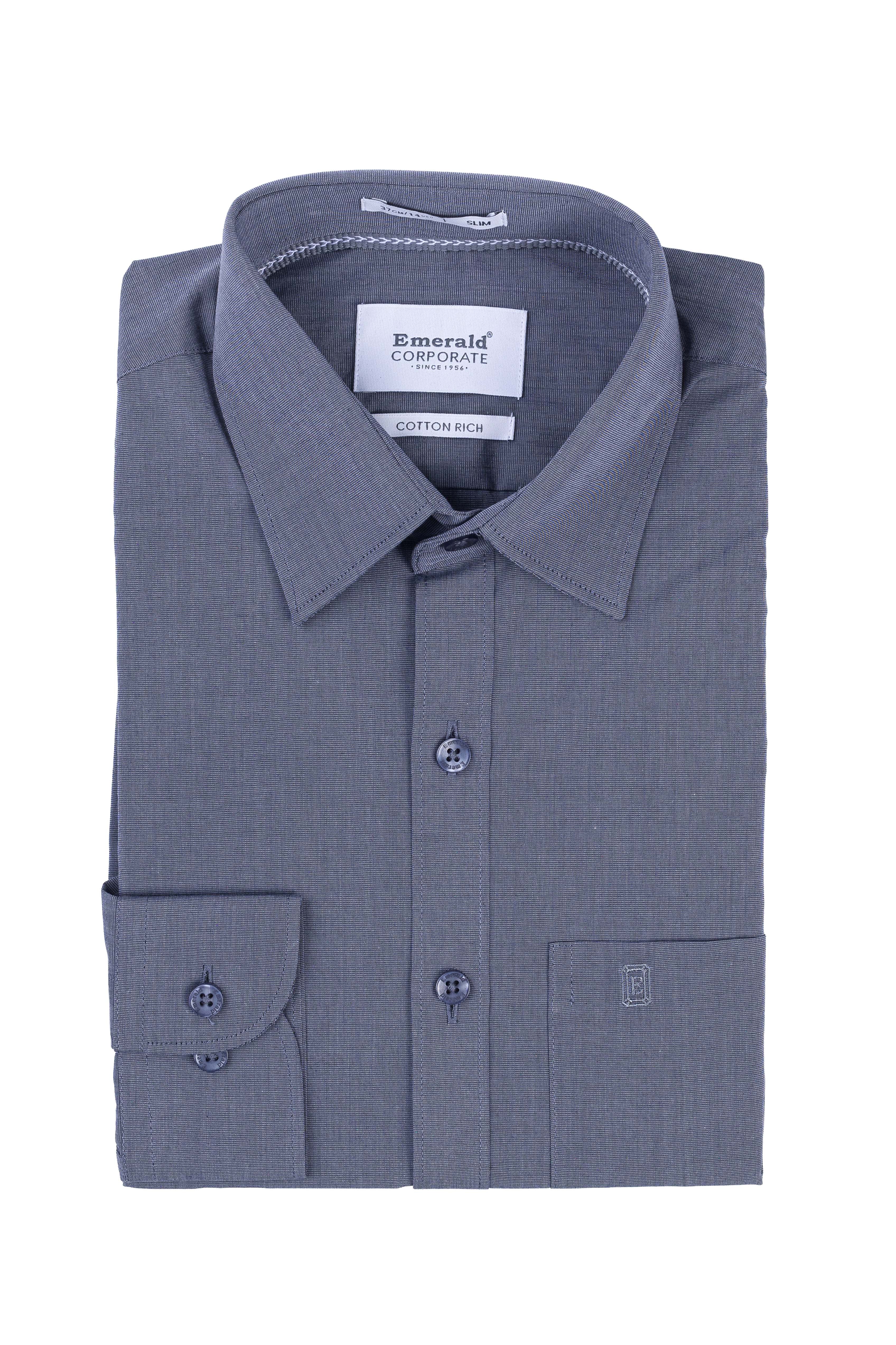 Emerald Corporate Fil A Fil Slim Fit - Charcoal