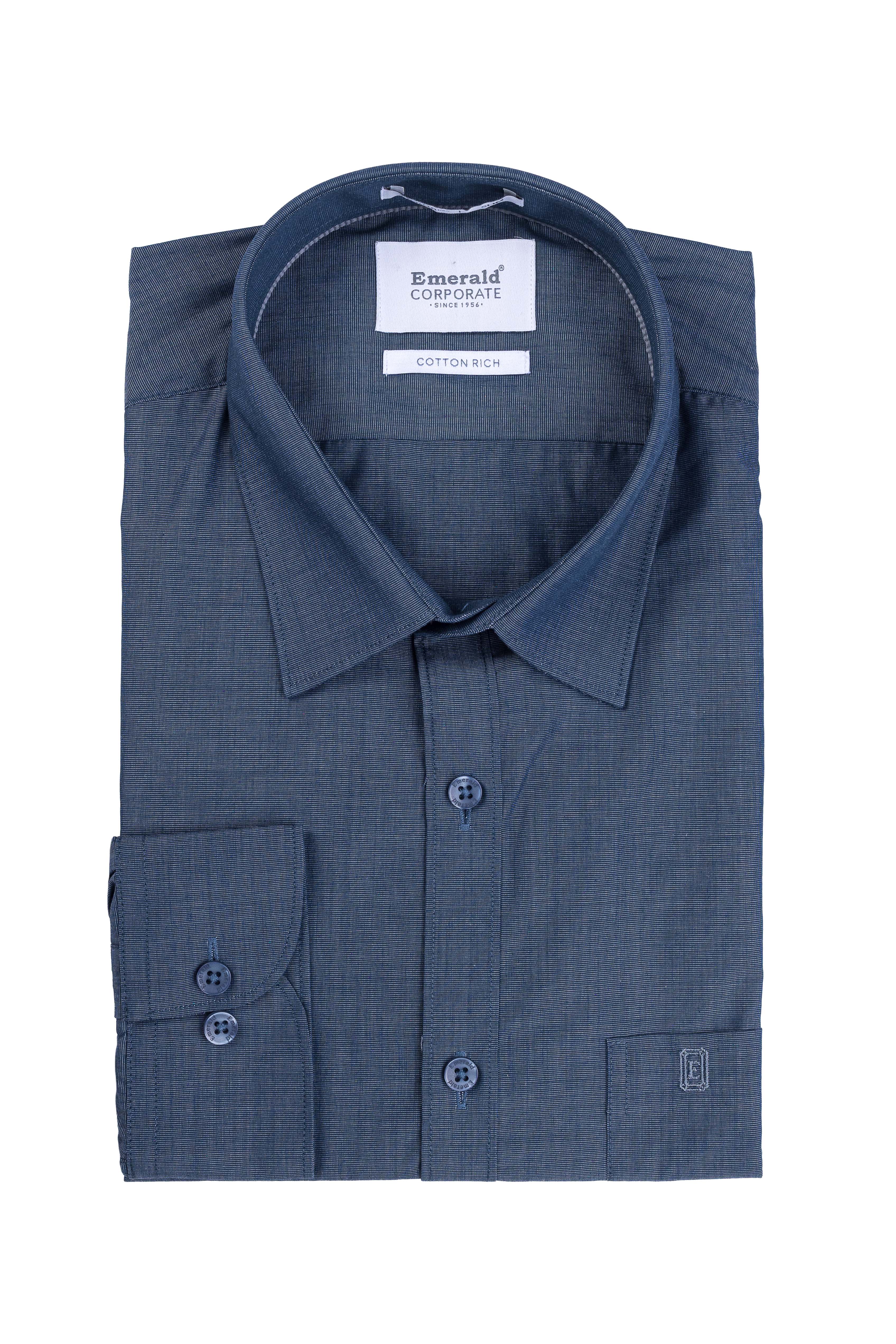 Emerald Corporate Fil A Fil Slim Fit - Ashley Blue