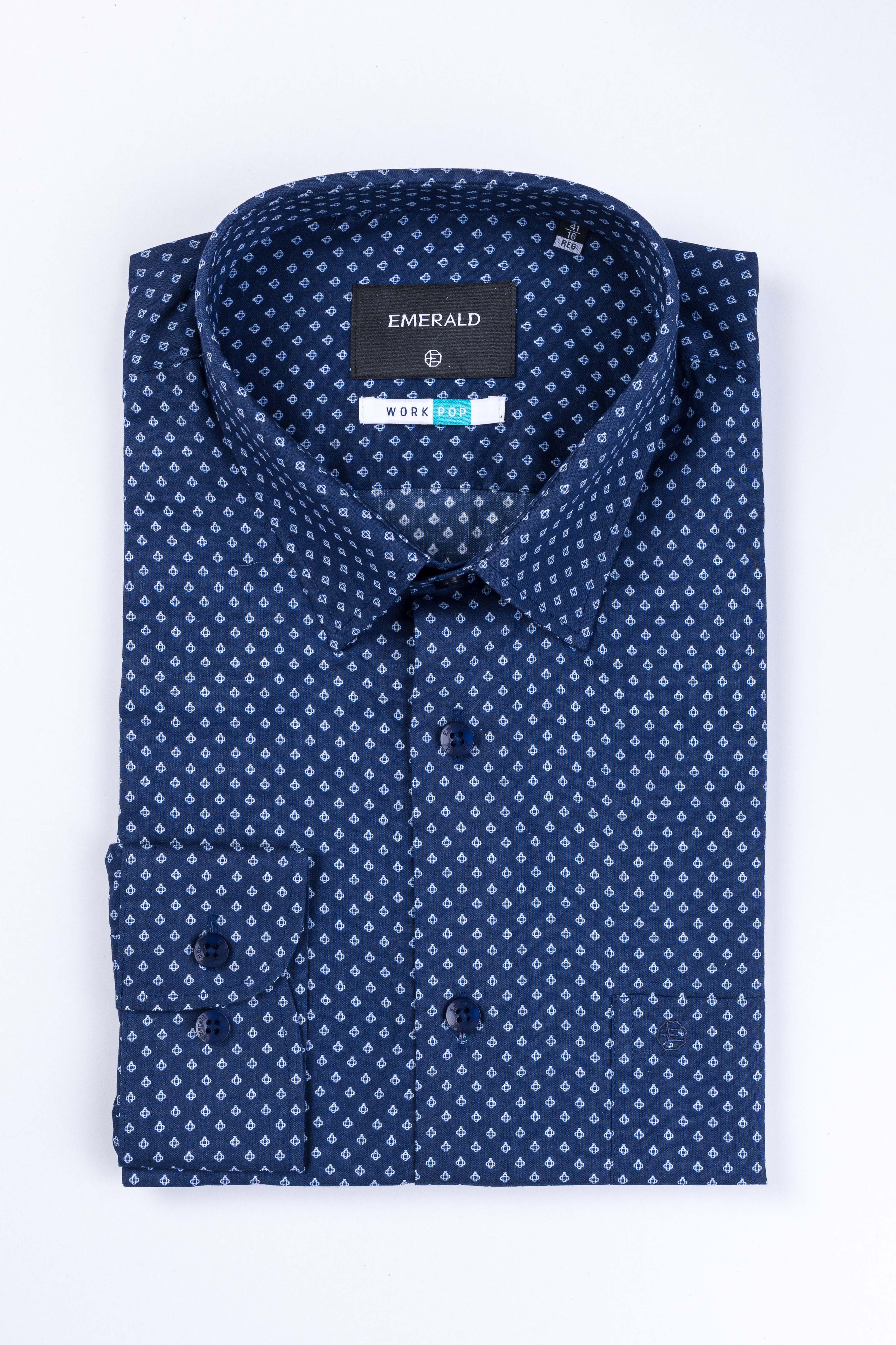 Emerald Formal Printed Regular Fit - Blue Faience