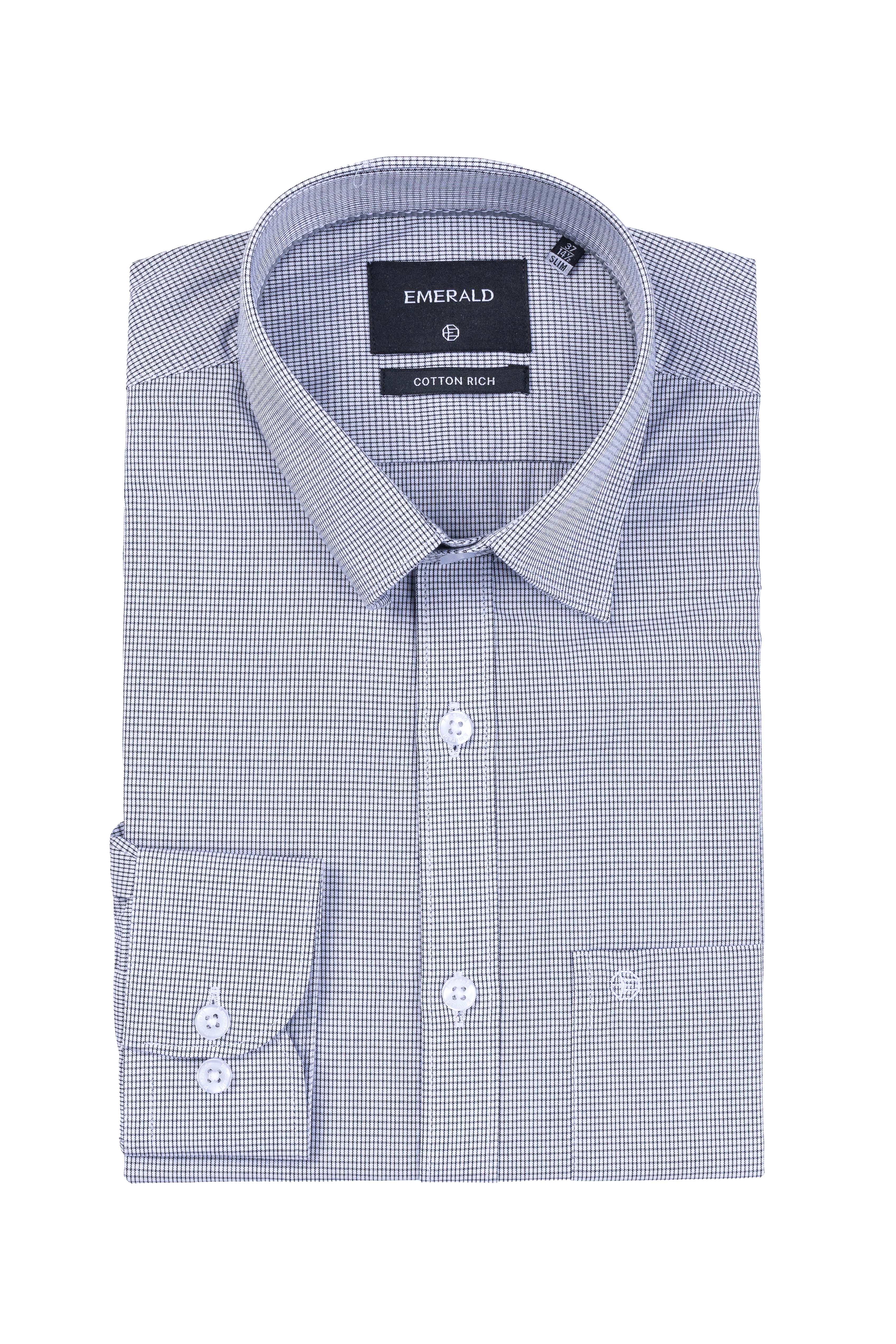 Emerald Corporate Micro Checks Slim Fit - Black