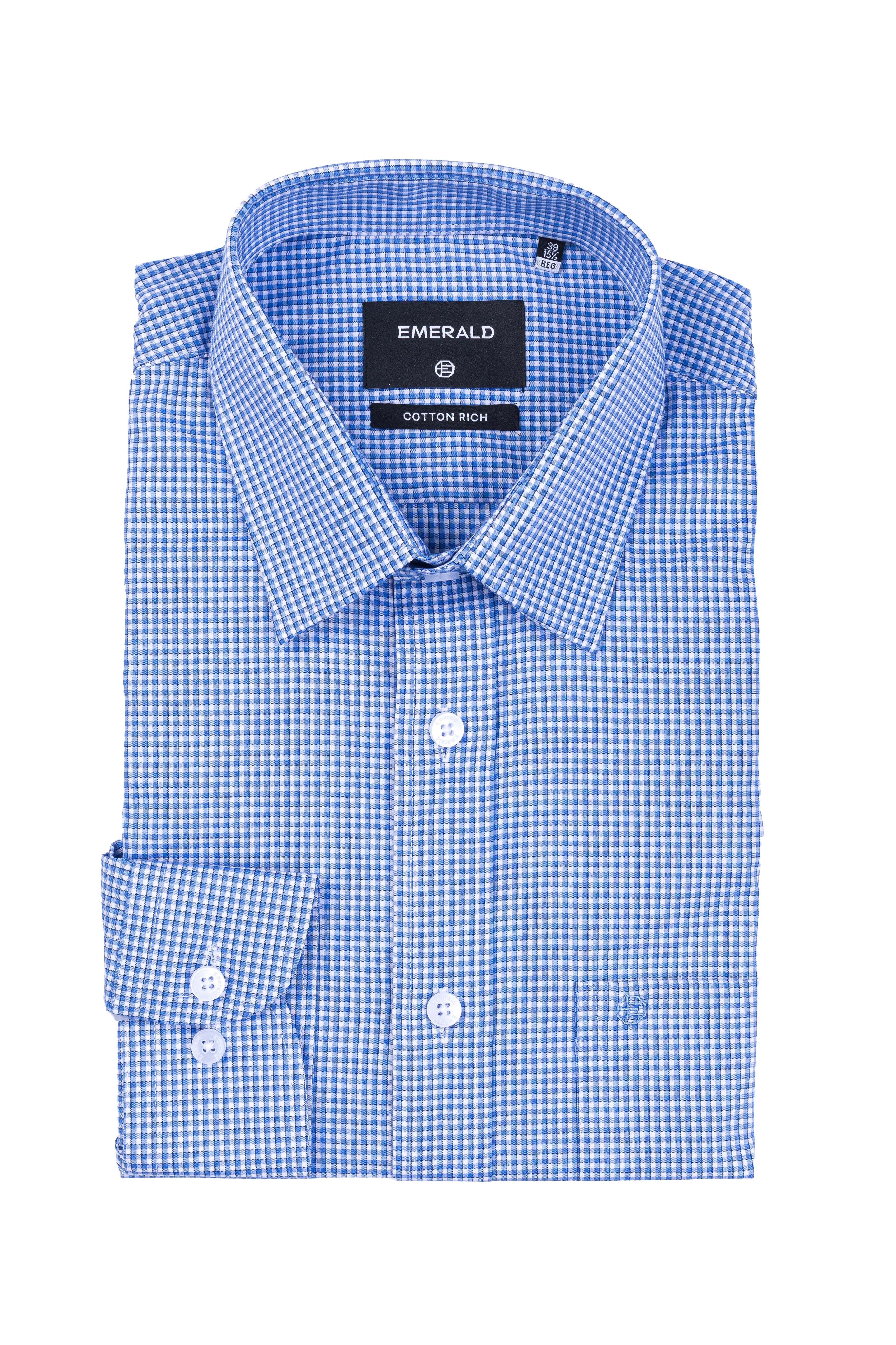 Emerald Formal Checks Regular Fit - Forget Me Not