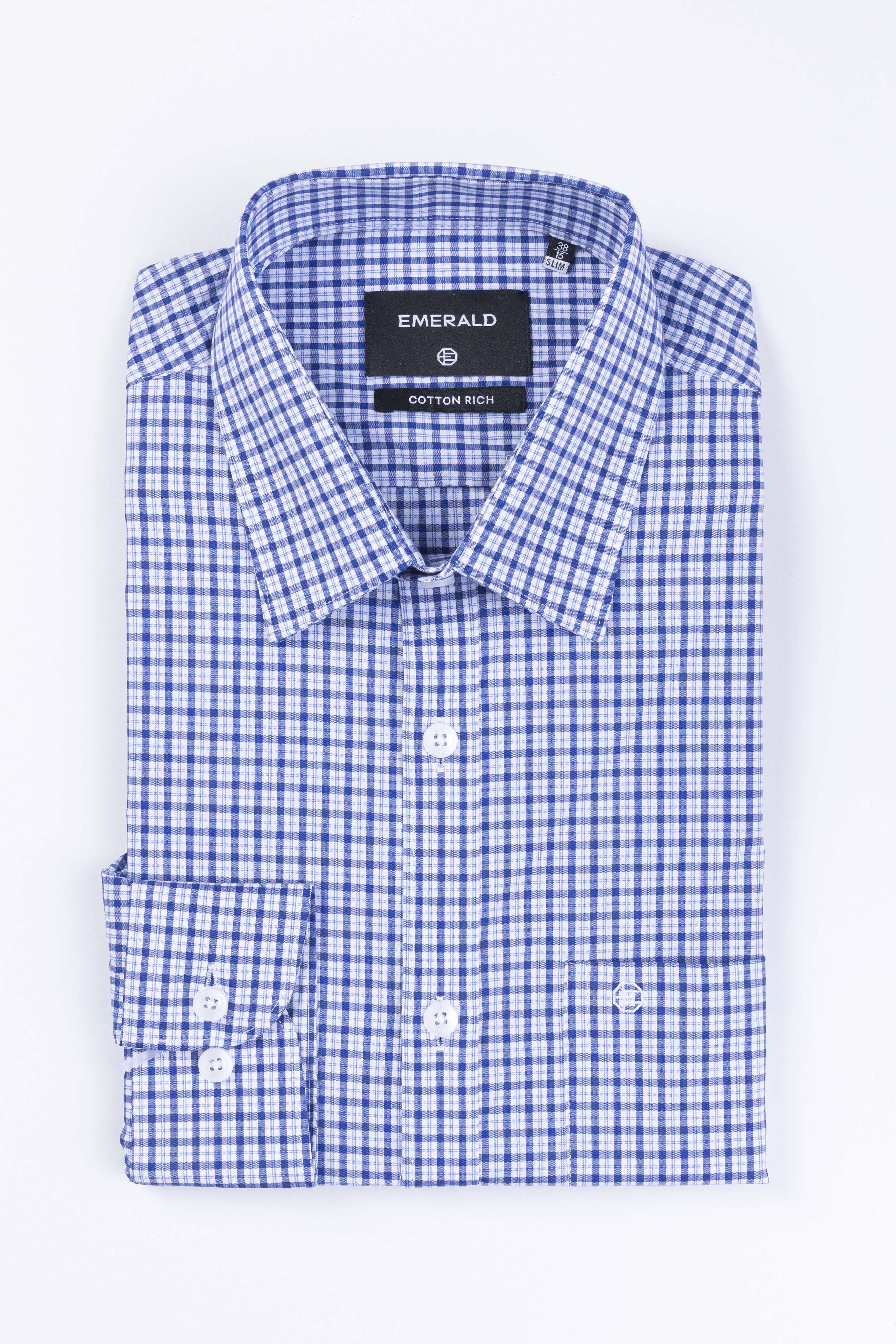 Emerald Formal Checks Slim Fit - Baby Blue