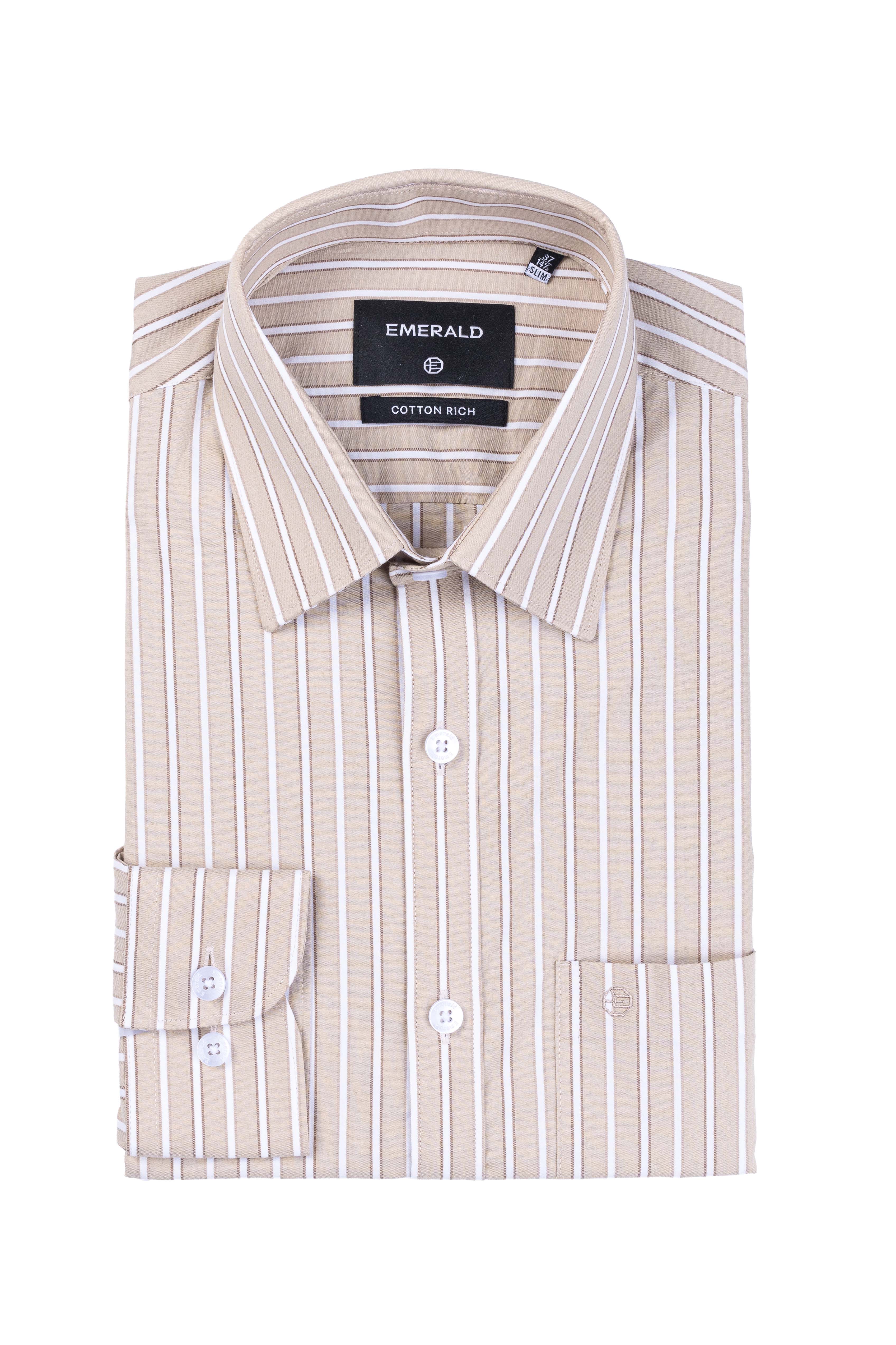 Emerald Formal Stripe Slim Fit - Tobacco Brown