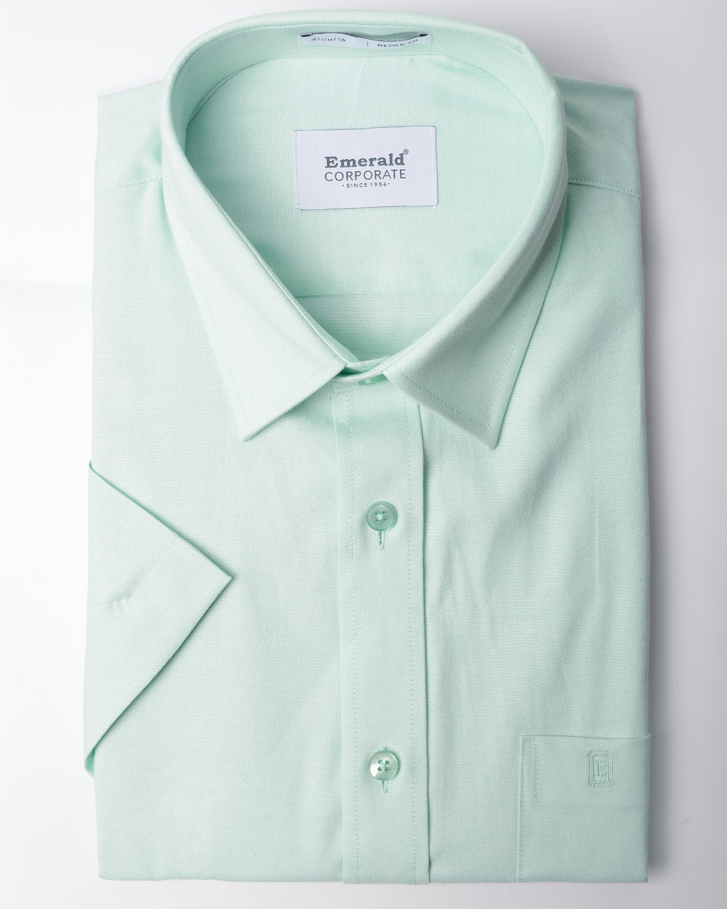 Emerald Corporate Plain Regular Fit-Mist Green