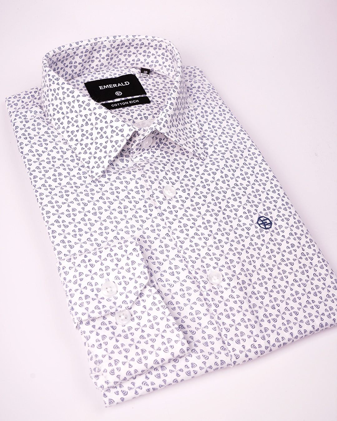 Emerald Formal Printed Slim Fit - Navy