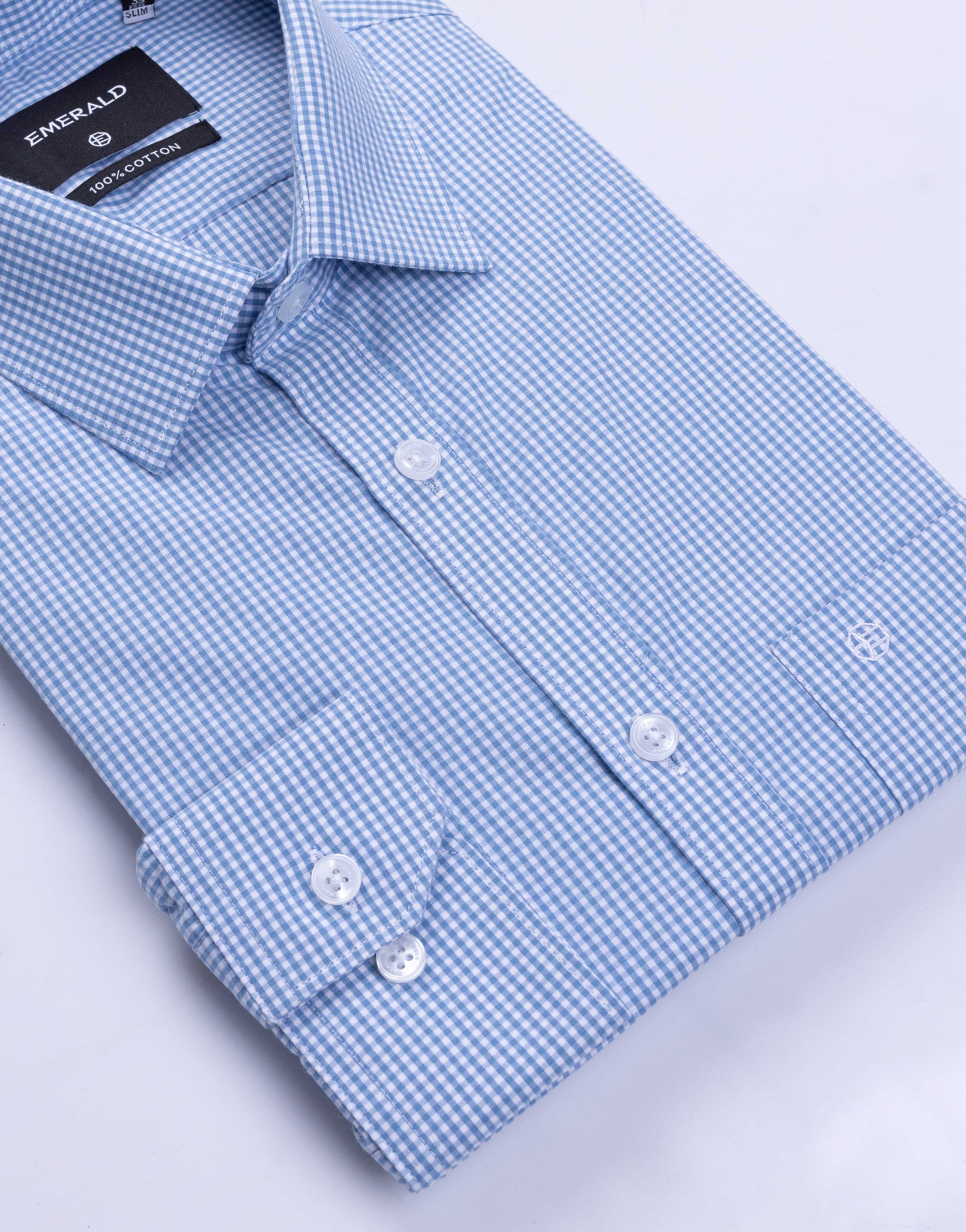 Emerald Formal Micro Checks Slim Fit - Bright Cobalt