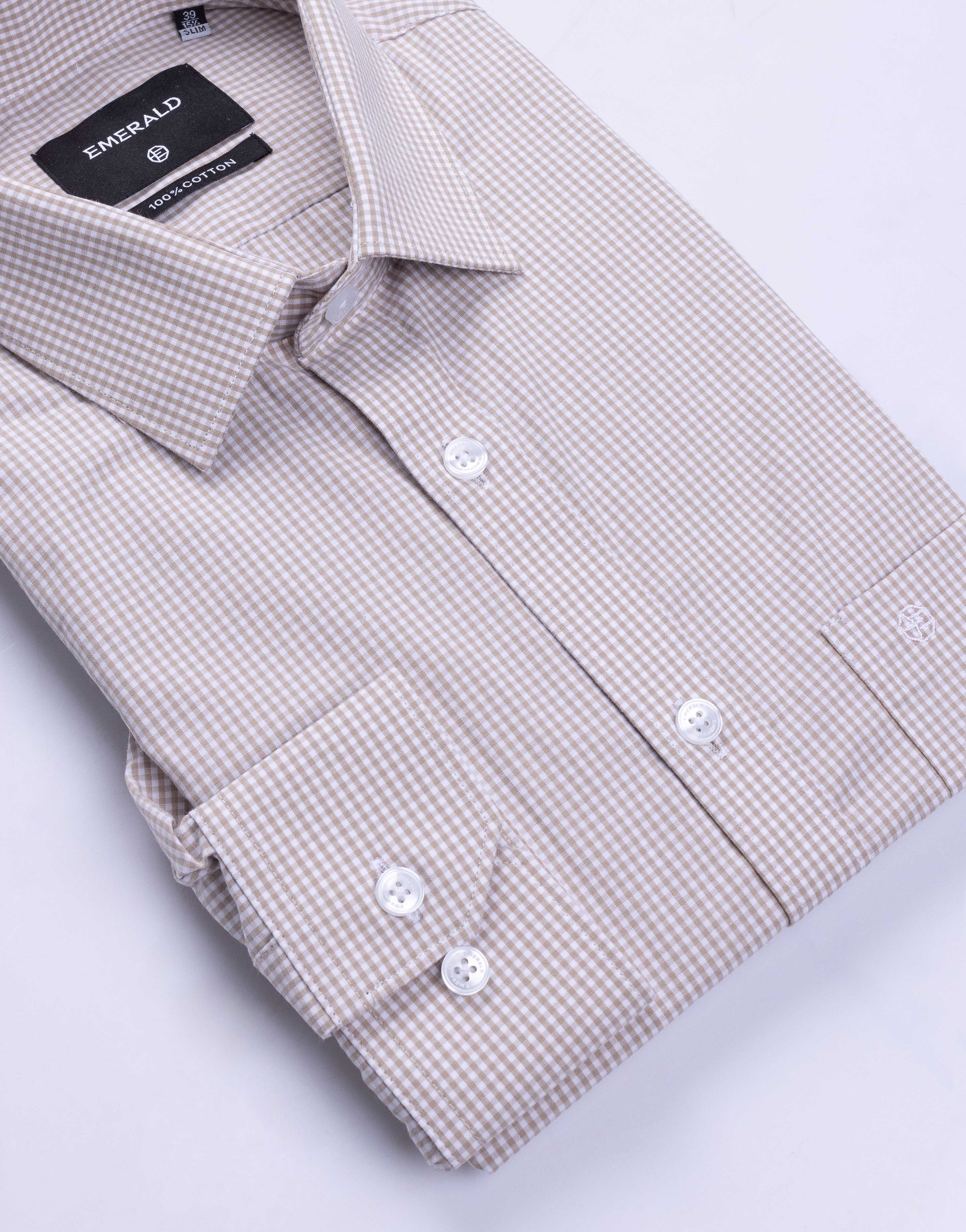 Emerald Formal Micro Checks Slim Fit - Chocolate Truffel